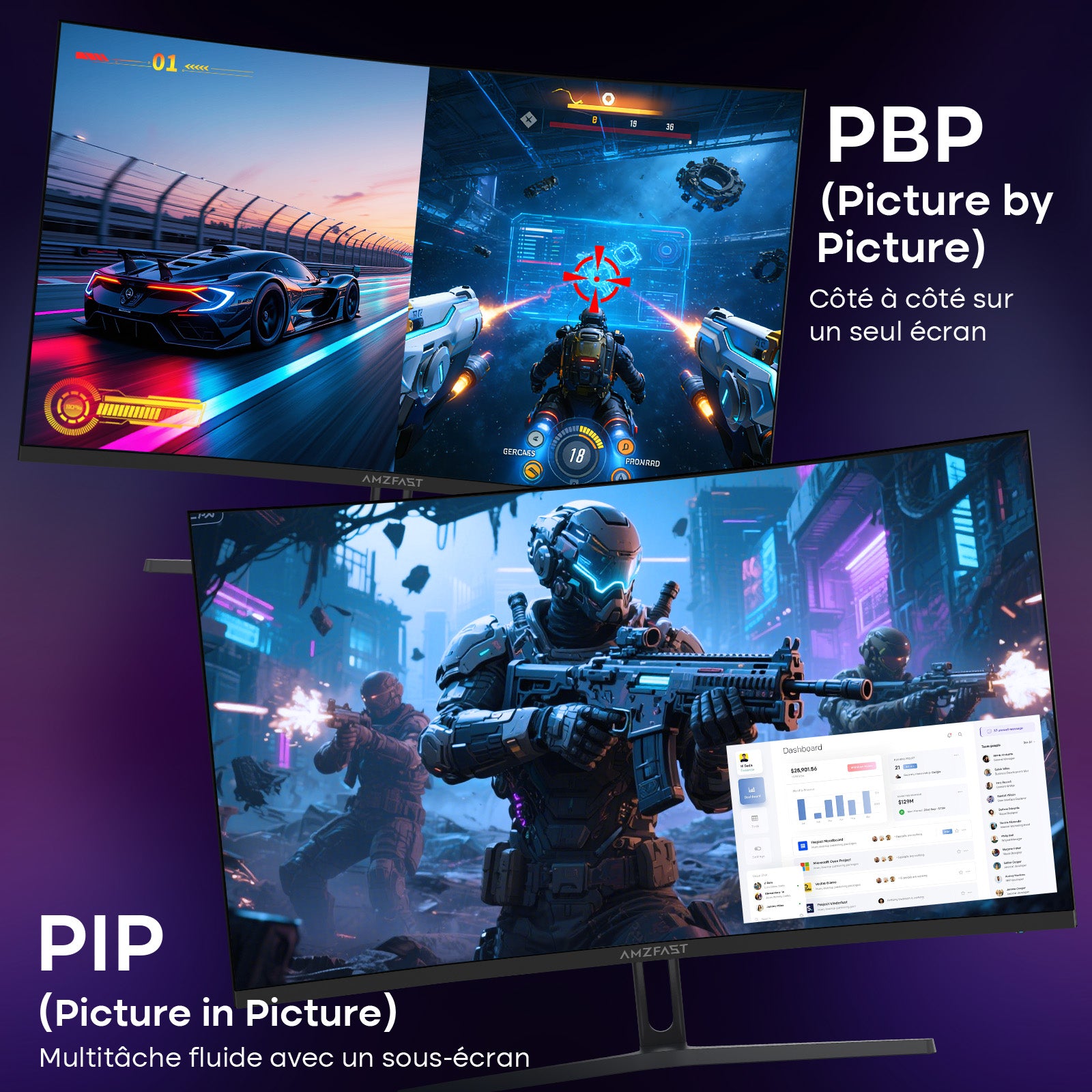 AMZG27C1Q Pro-280, 27" Curved Gaming Monitor QHD 2560x1440 240Hz