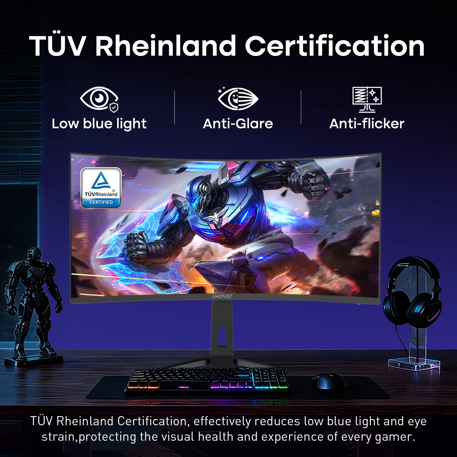 AMZG34C8Q, 34" Ultrawide Curved Gaming Monitor UWQHD 3440x1440p 200Hz