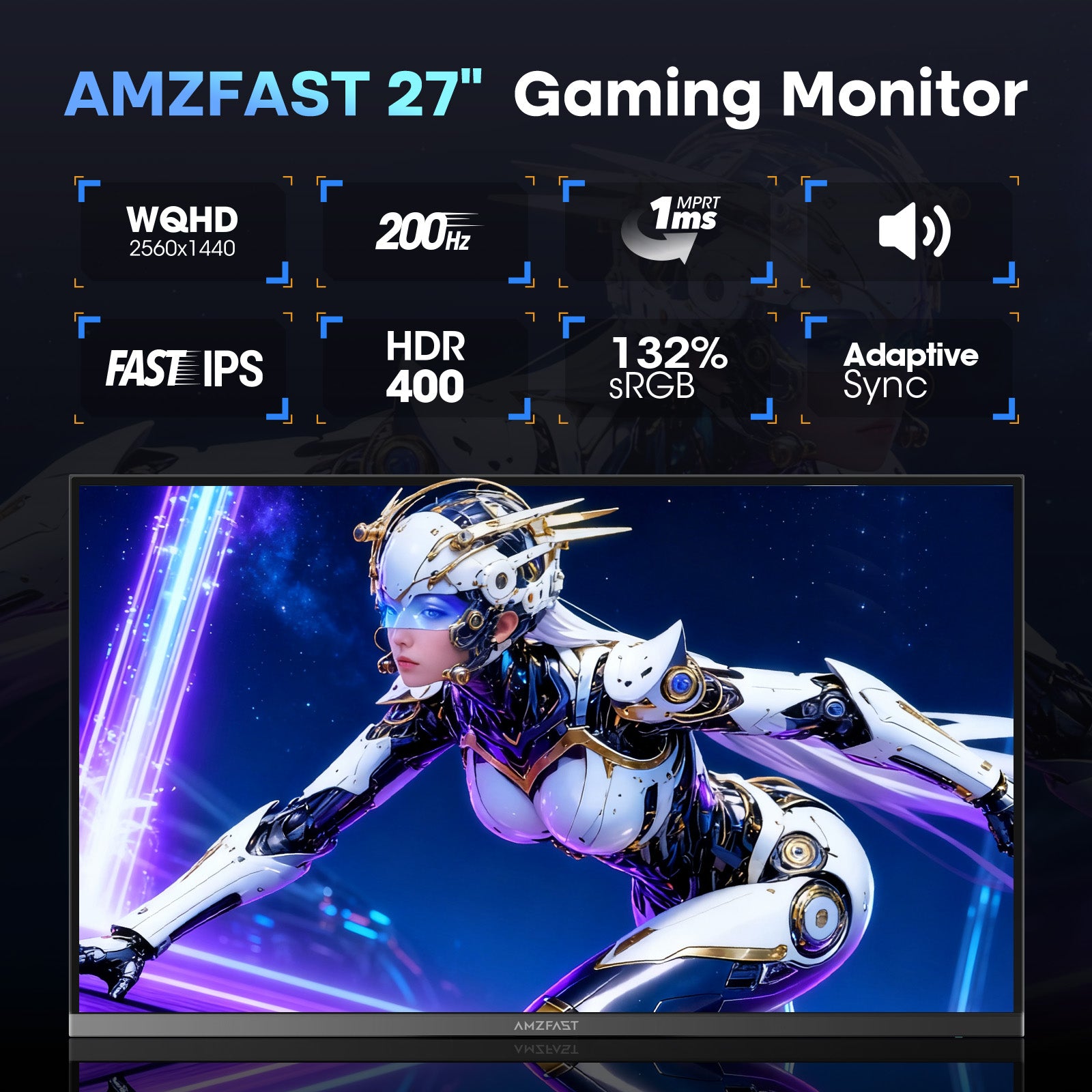 AMZG27F5Q, 27" Gaming Monitor QHD 2560x1440p 200Hz