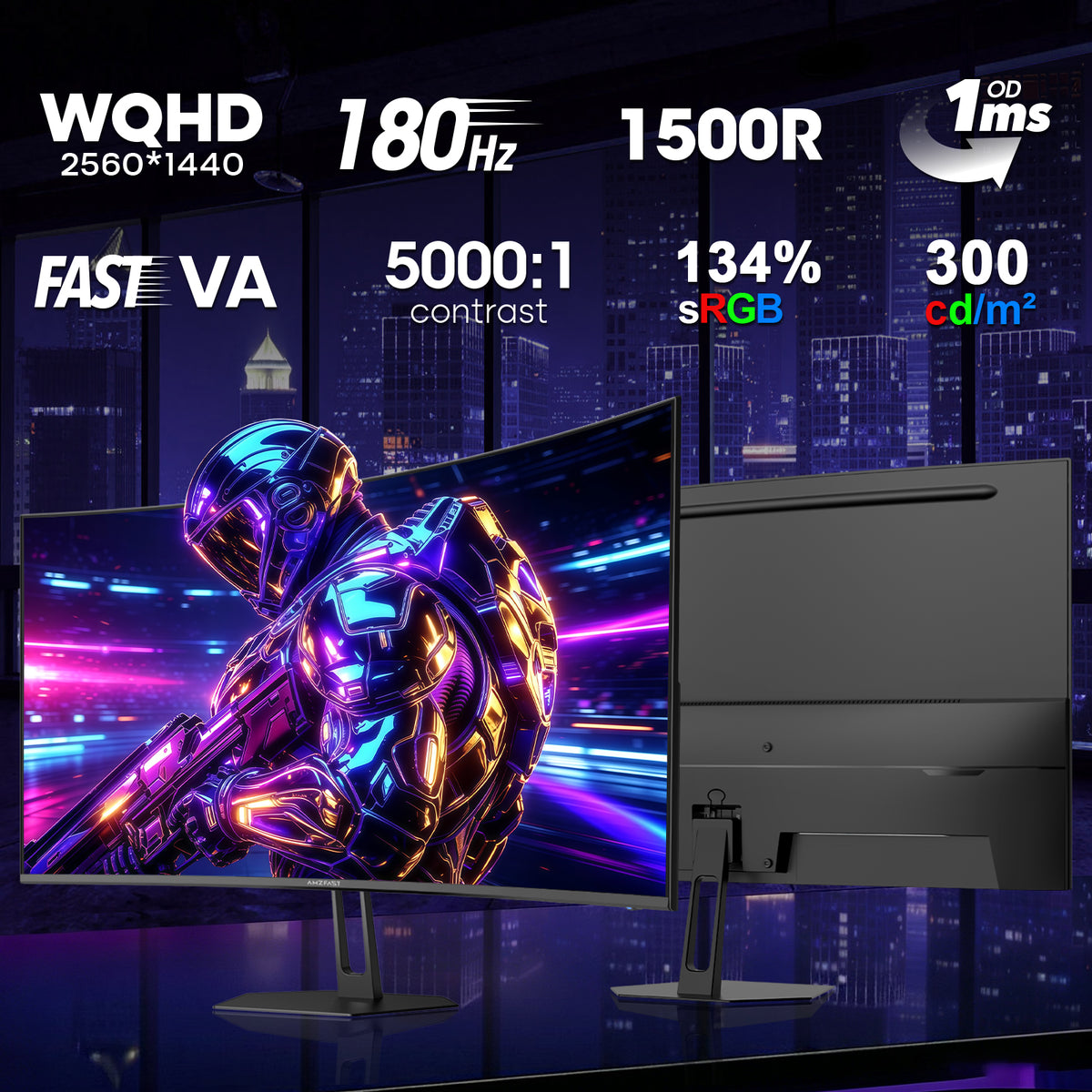 AMZG27C1Q, 27" Curved Gaming Monitor WQHD 2560x1440 180Hz