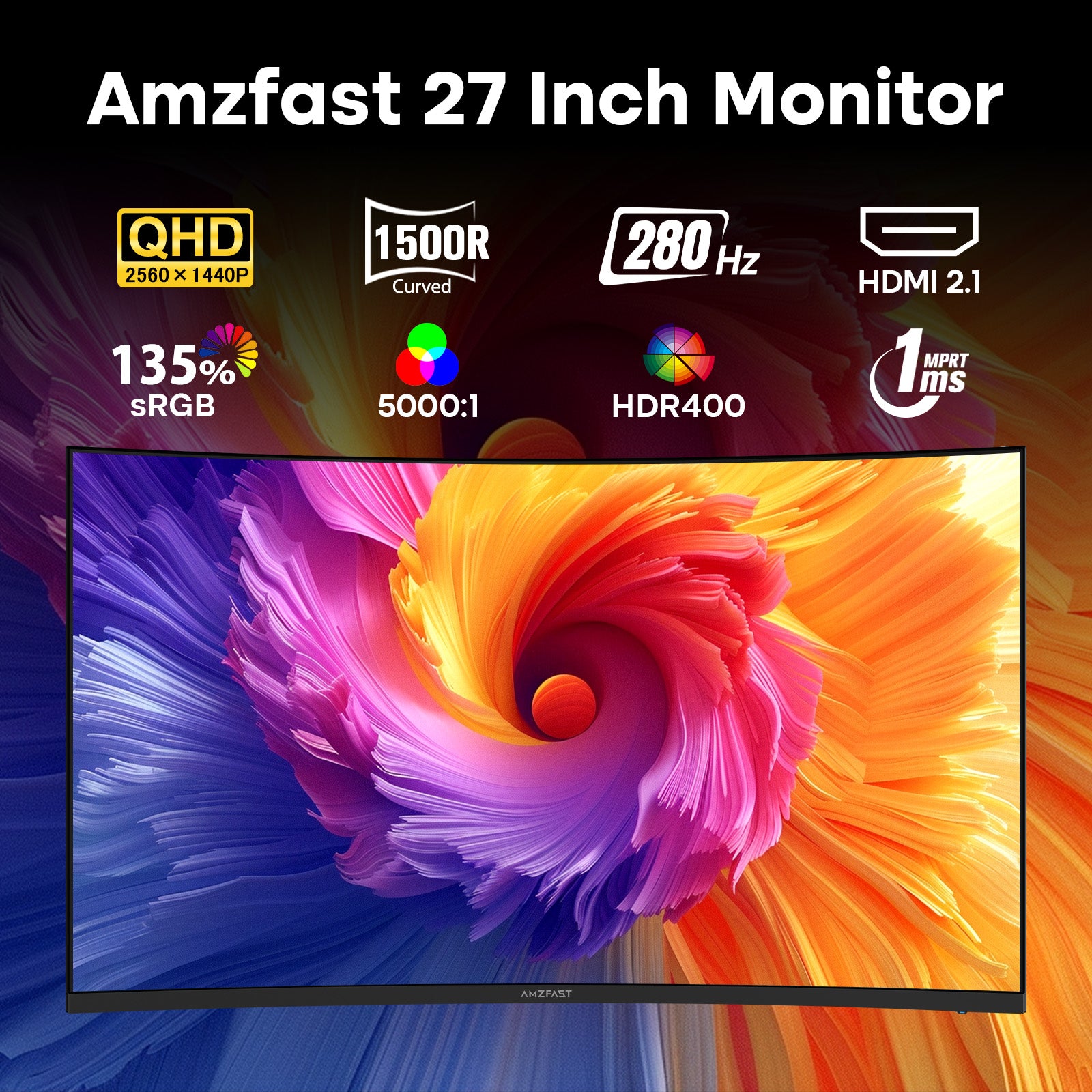 AMZG27C1Q Pro-280, 27" Curved Gaming Monitor 2560x1440 QHD 240Hz