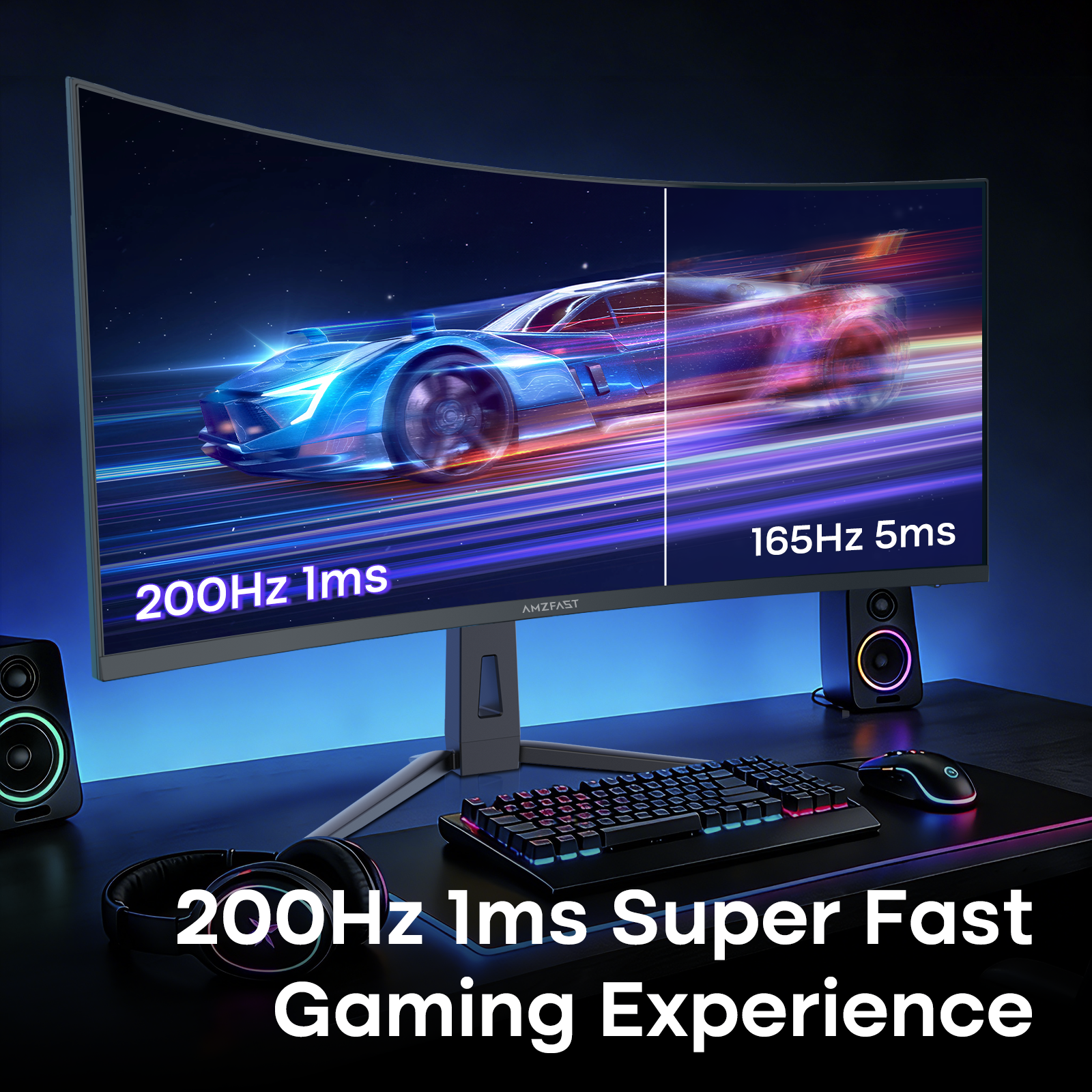 AMZG34C8Q, 34" Ultrawide Curved Gaming Monitor UWQHD 3440x1440p 200Hz
