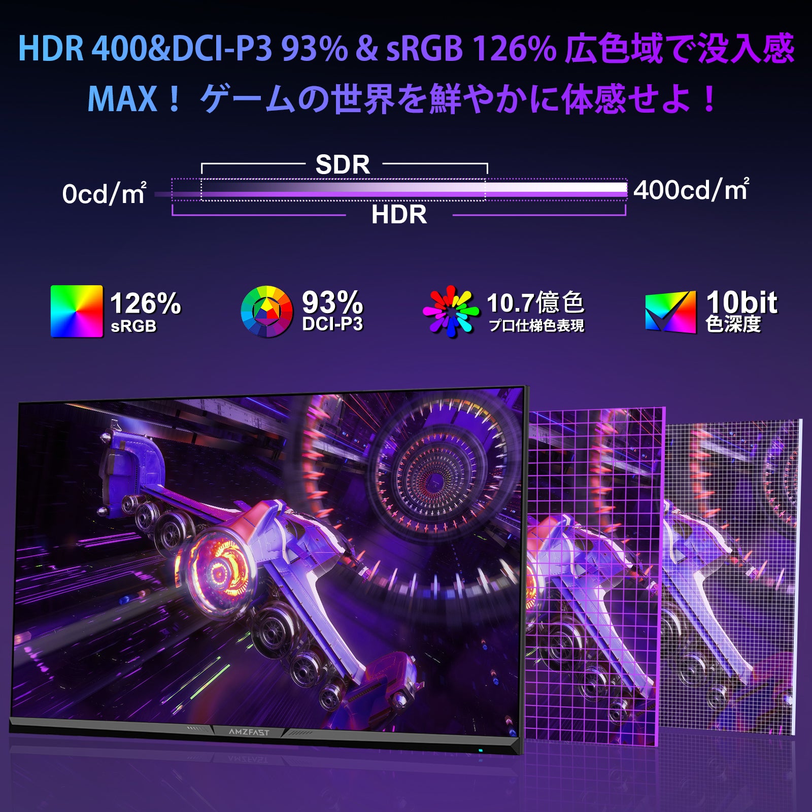 AMZG27F6U - 27インチ 4K デュアルモード ゲーミングモニター