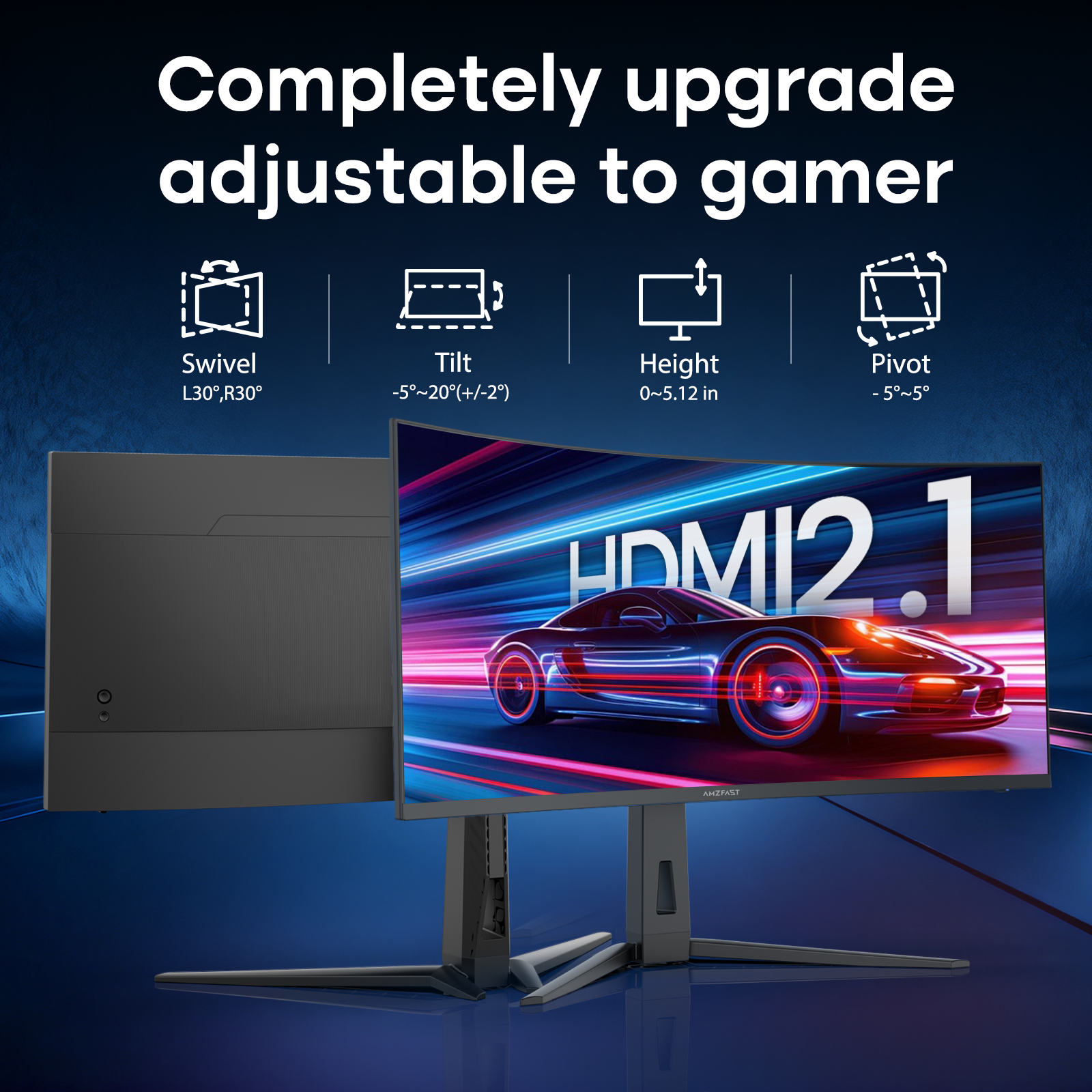 AMZG34C8Q, 34" Ultrawide Curved Gaming Monitor UWQHD 3440x1440p 200Hz