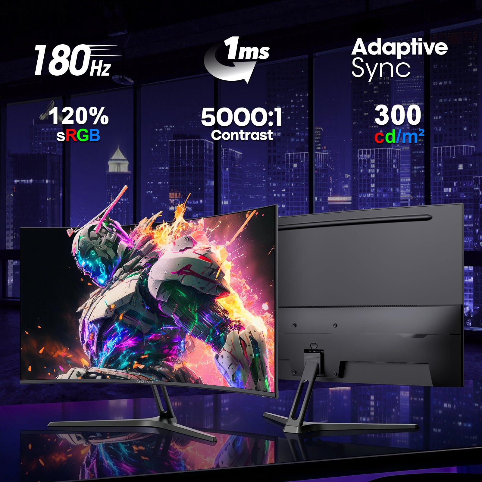 AMZG27C1Q, 27" Curved Gaming Monitor 180Hz QHD