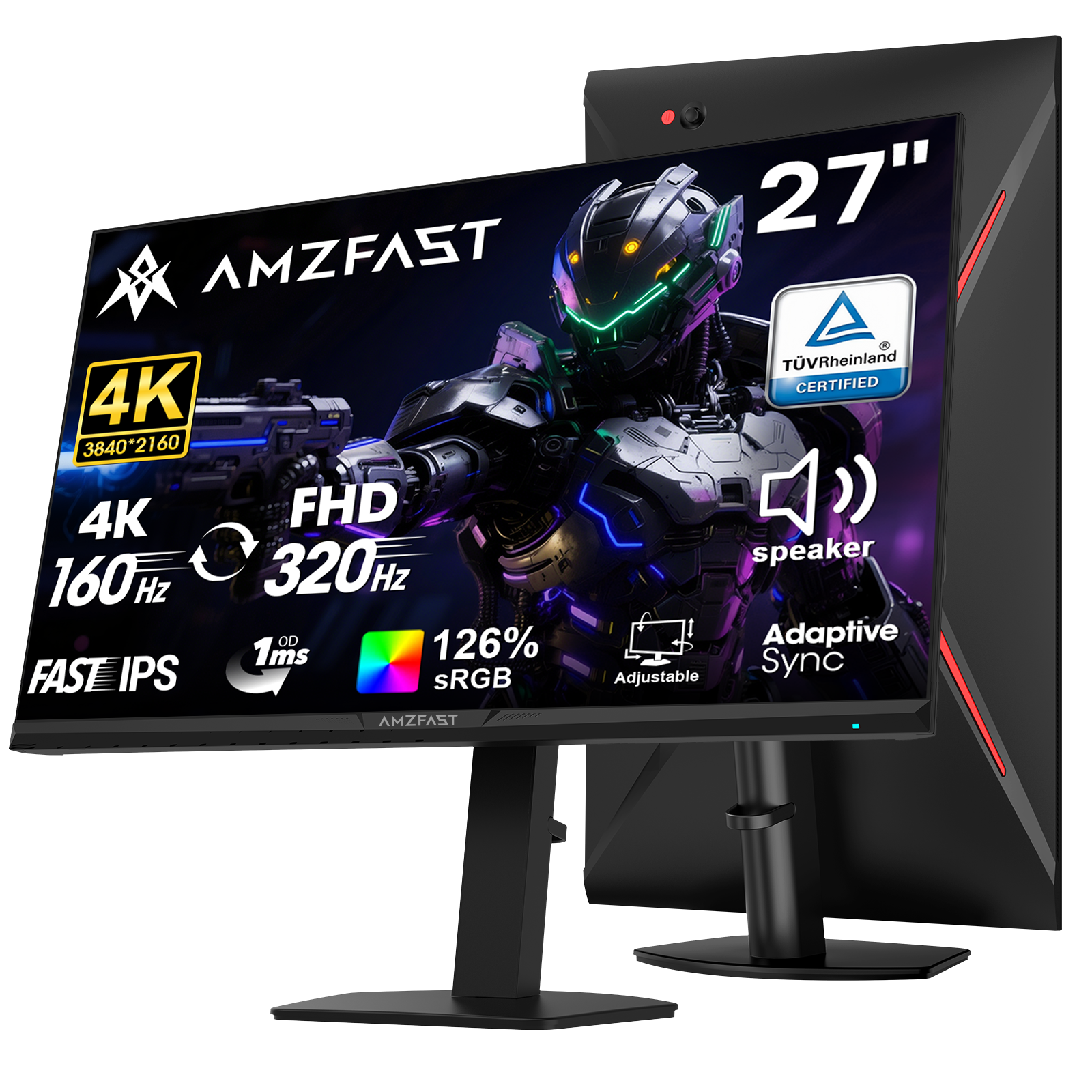 AMZFAST AMZ27F6Q 27インチモニター AMZFAST 27 Inch White Gaming Monitor 200Hz WQHD 2560x1440p Fast