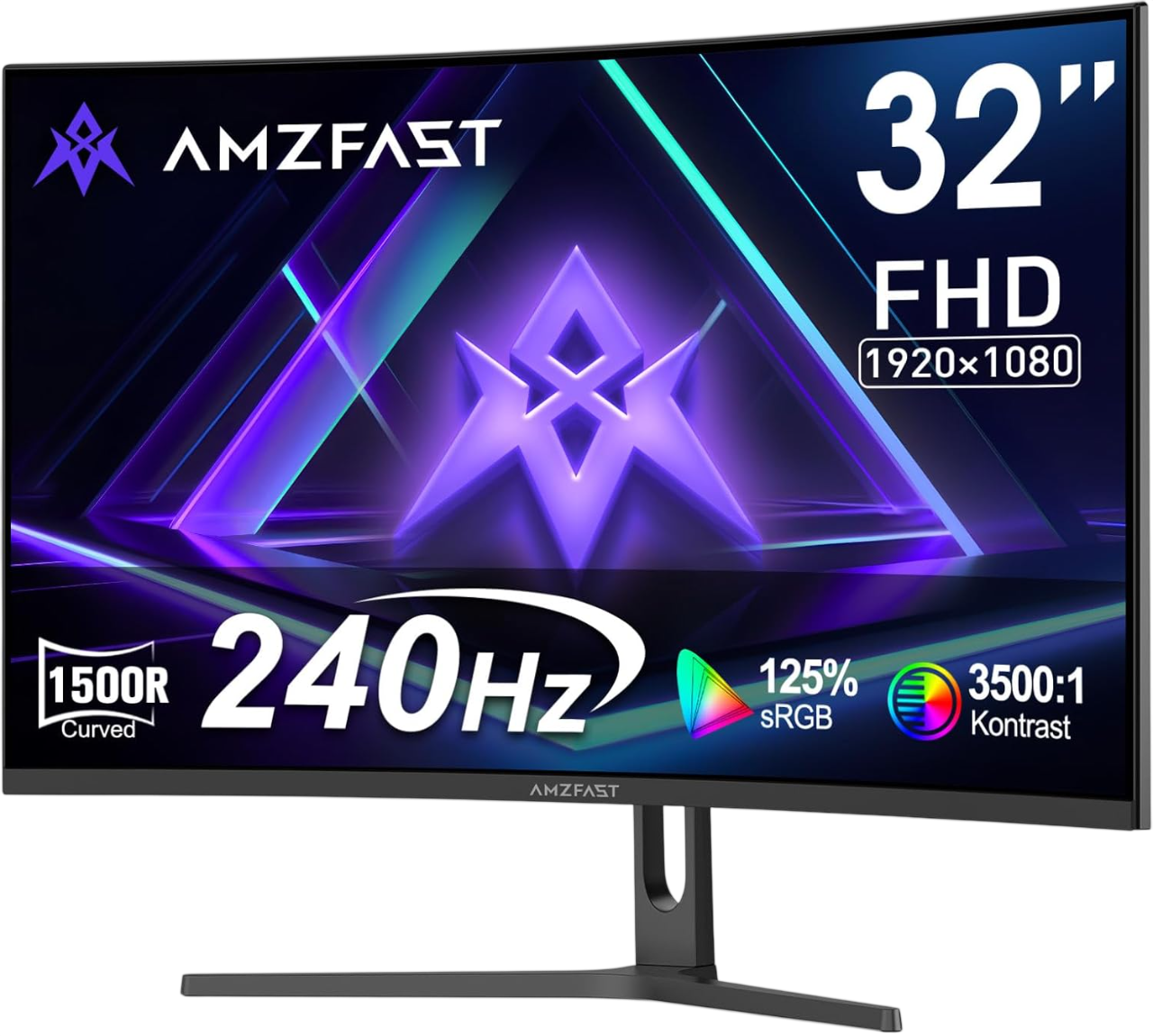 AMZFAST 32 inch 240Hz Curved Gaming Monitor - FHD 1080p 1ms MPRT