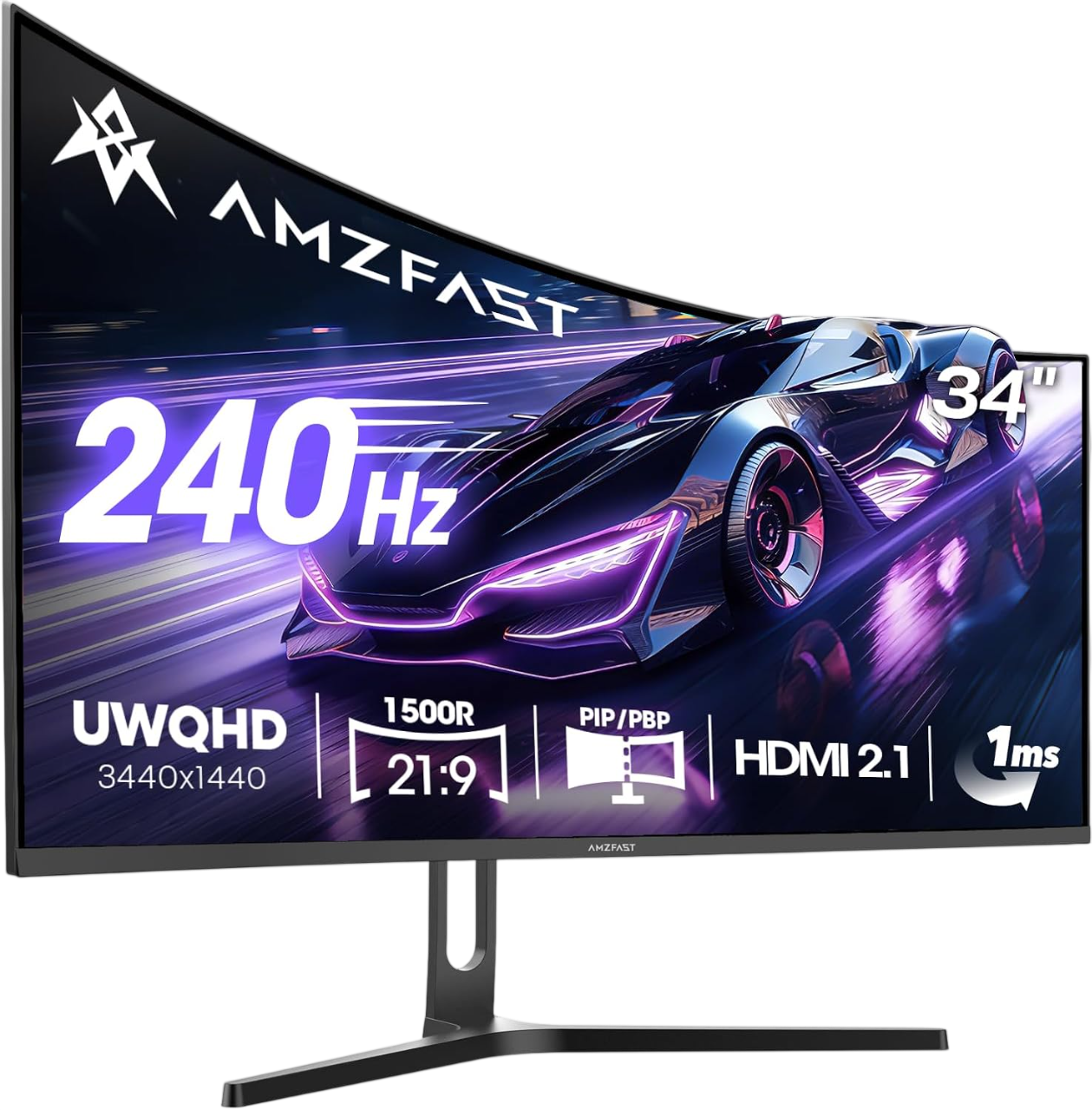 AMZFAST 34 inch Ultrawide Curved Gaming Monitor 240Hz UWQHD