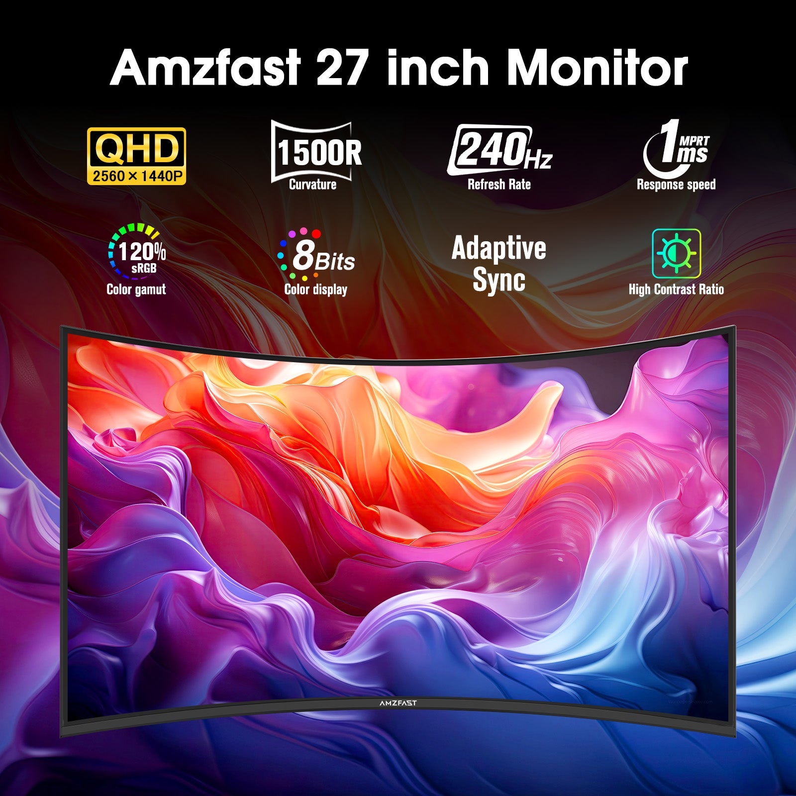 AMZG27C1QPro, 27" Curved Gaming Monitor 240Hz WQHD