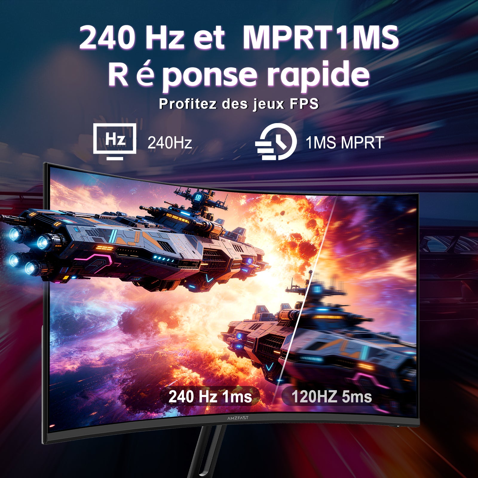 AMZG24C1 Pro, 24" Curved Gaming Monitor 240Hz FHD