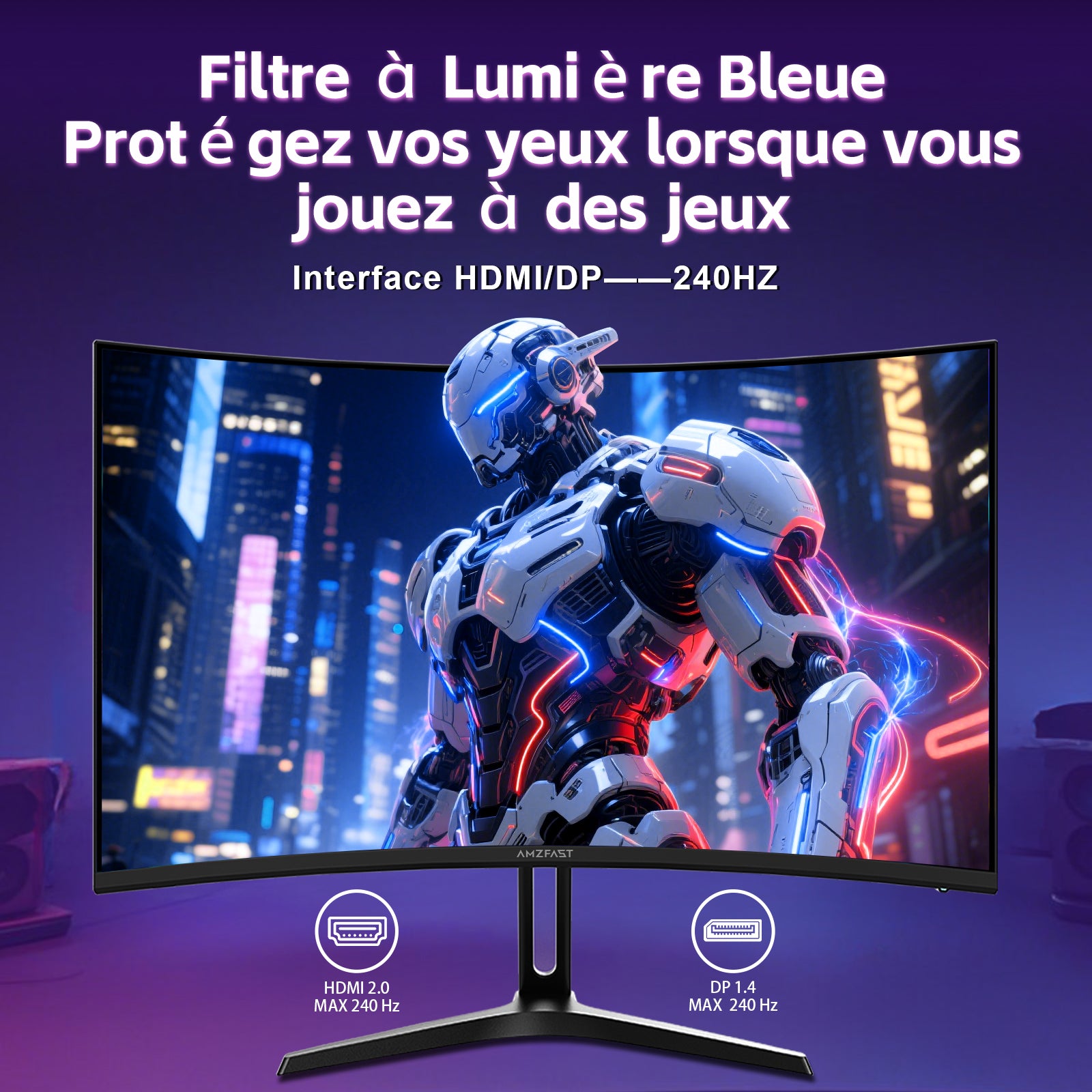 AMZG24C1 Pro, 24" Curved Gaming Monitor 240Hz FHD