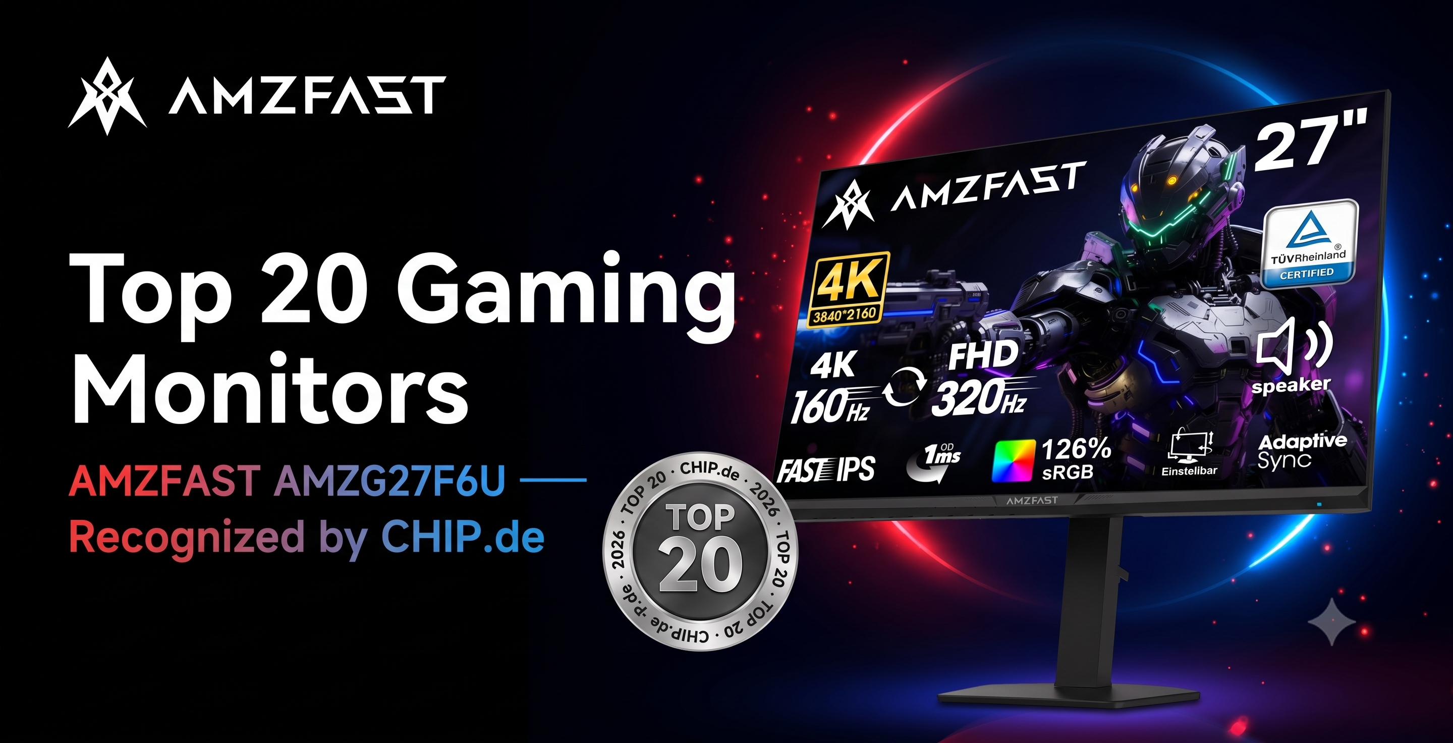 AMZFAST AMZG27F6U Ranked in CHIP.de's Top 20 Best Gaming Monitors