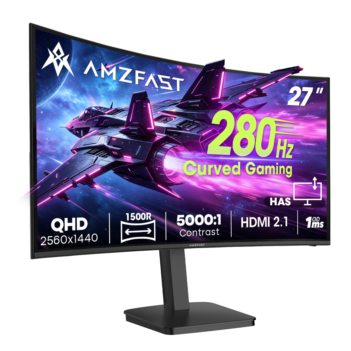 AMZG27C8Q Pro, 27" Curved Gaming Monitor WQHD 2560x1440 280Hz