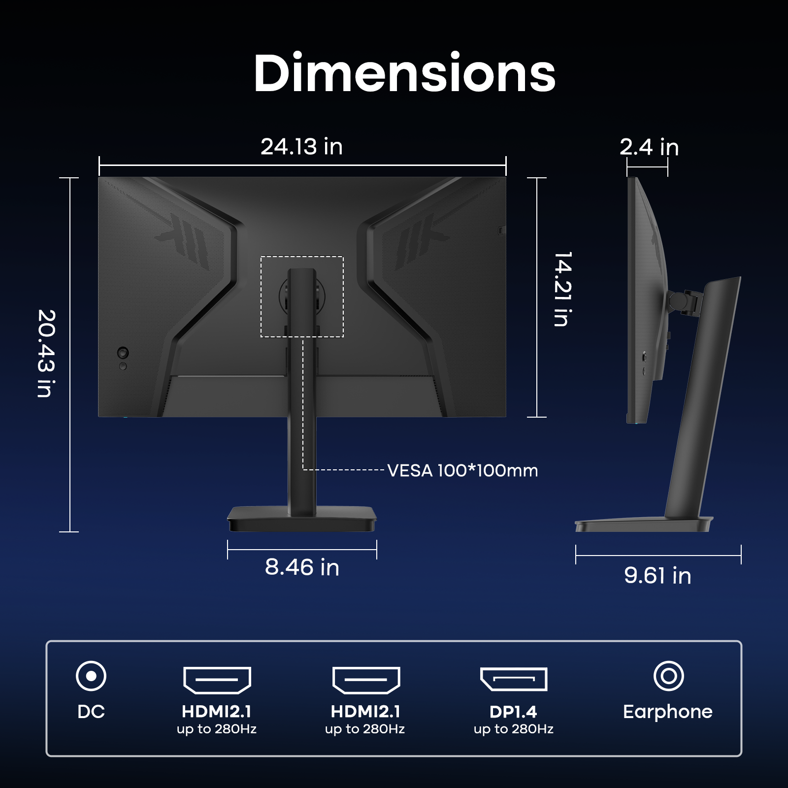 AMZG27F5Q Pro, 27" Gaming Monitor 280Hz WQHD 3440x1440p 280Hz