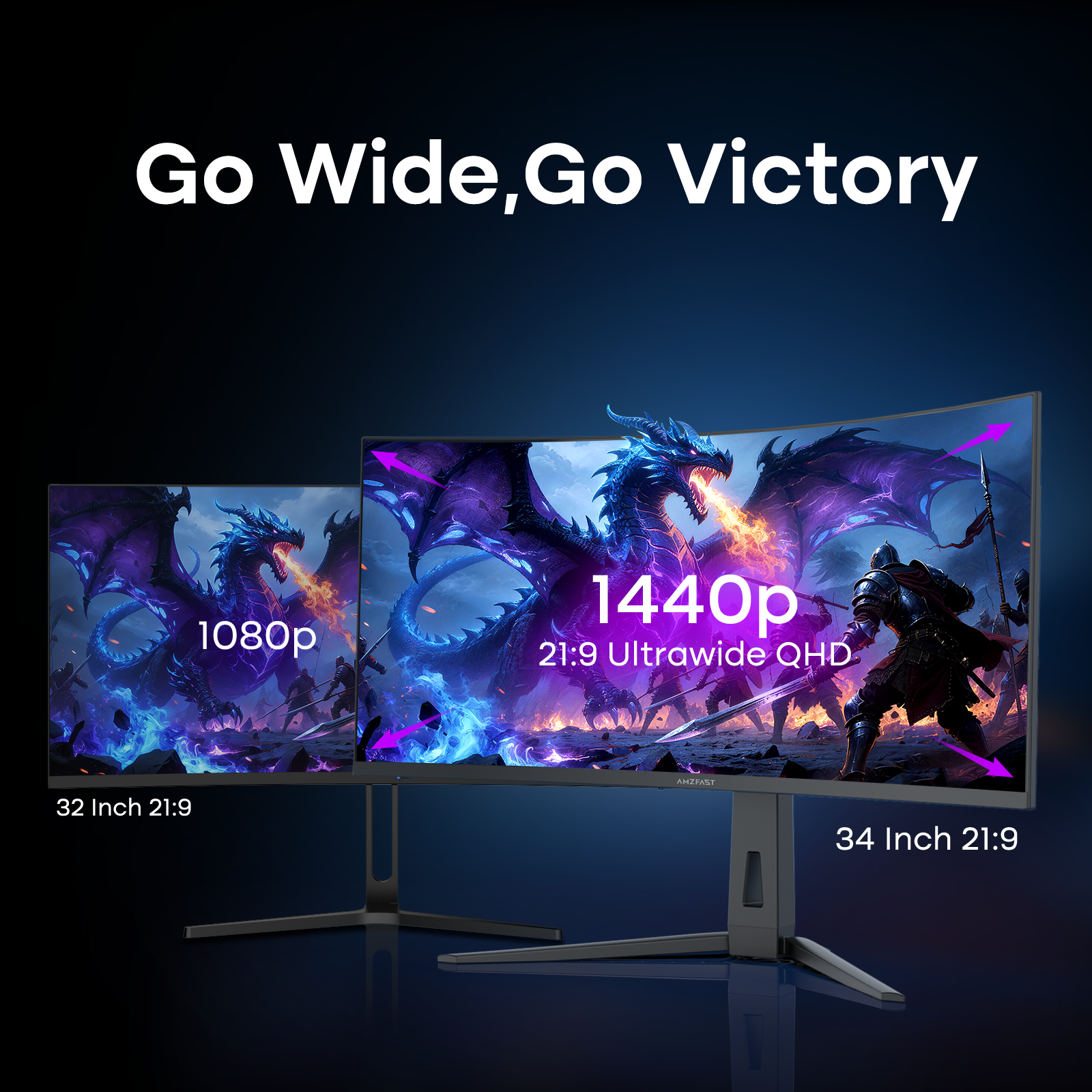 AMZG34C8Q Pro, Ultrawide Curved Gaming Monitor QHD 3440x1440p 240Hz