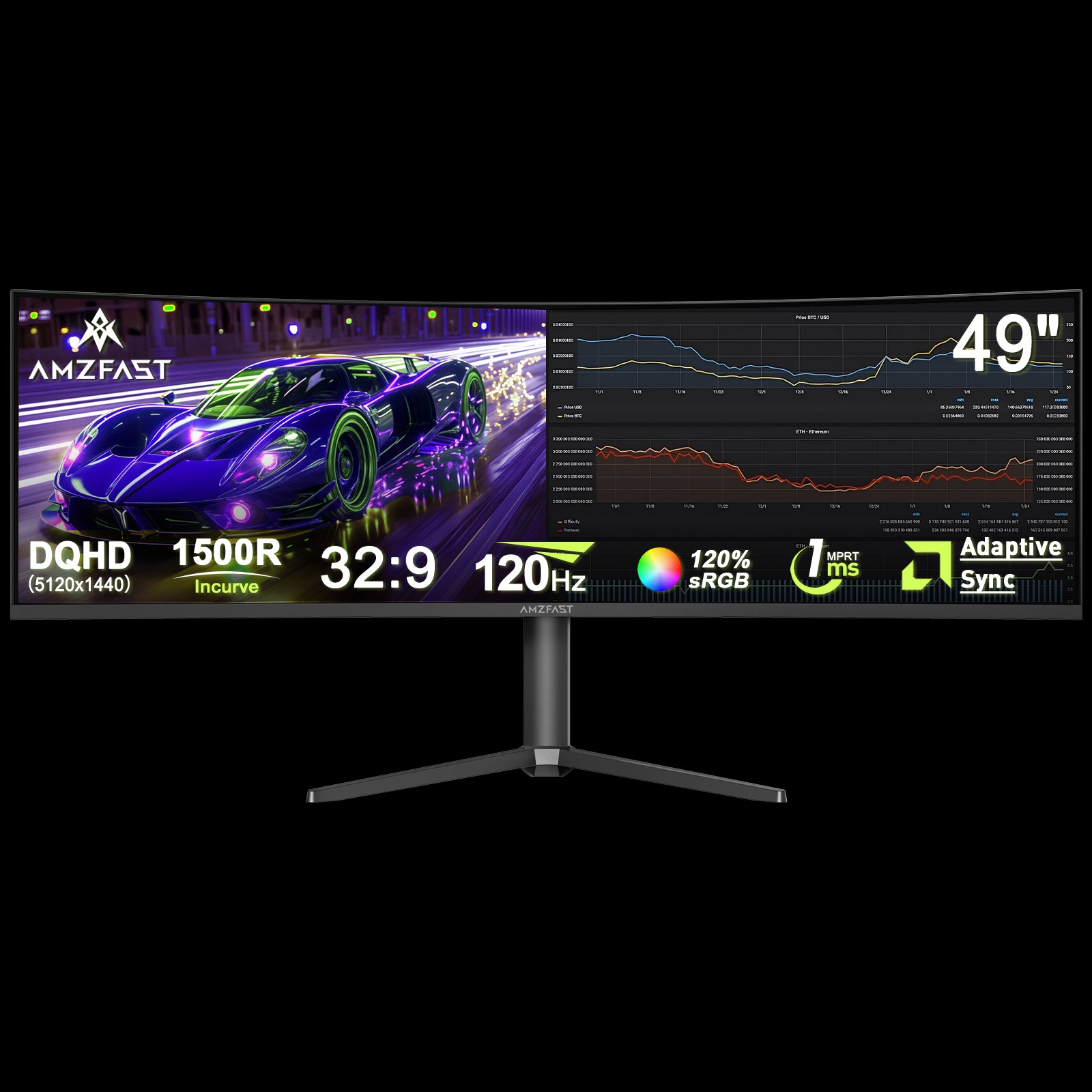 AMZG49C7U, 49 Zoll Super Ultrawide Curved Gaming Monitor 120Hz DQHD