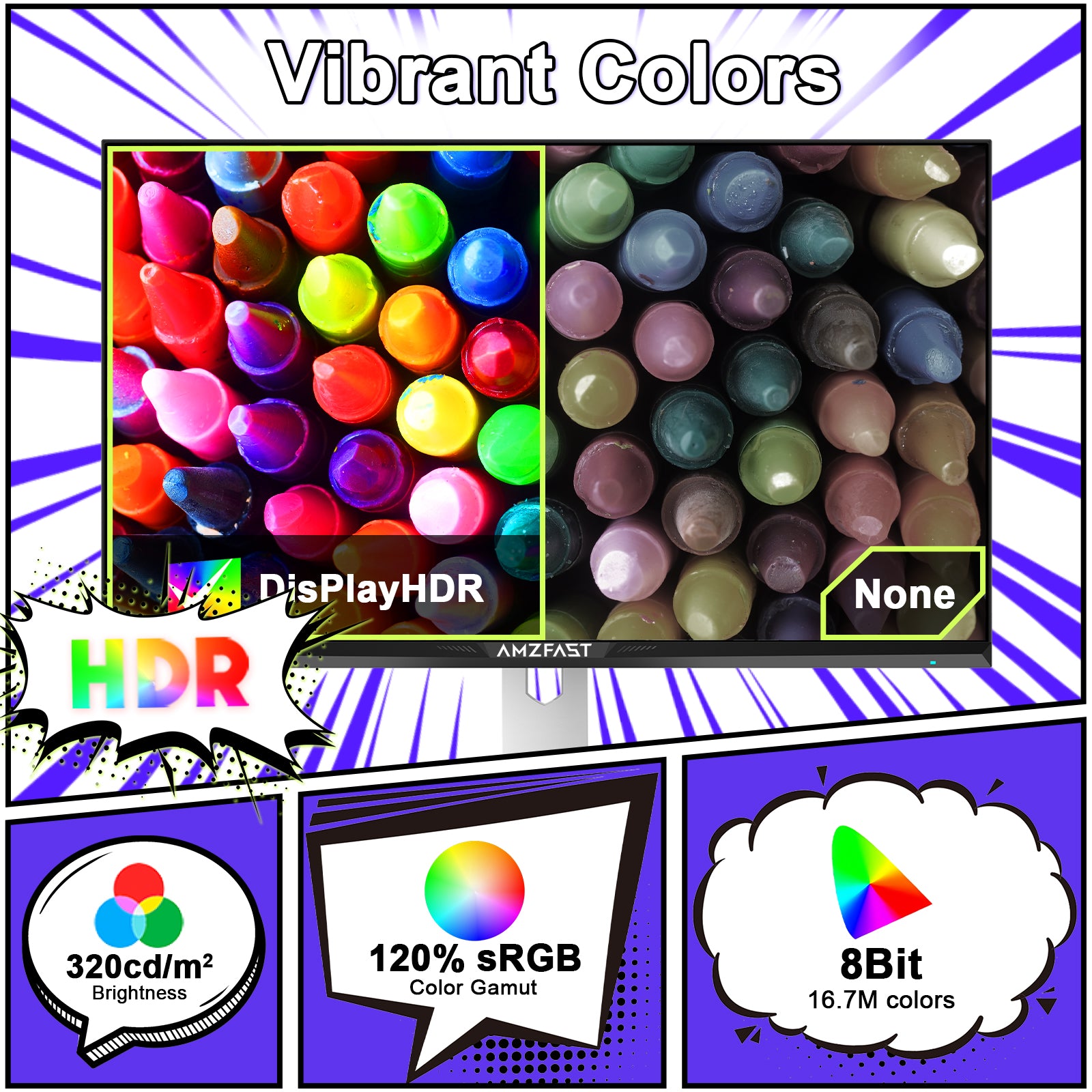 AMZG25F6F, 25" White Gaming Monitor 320Hz FHD Fast IPS