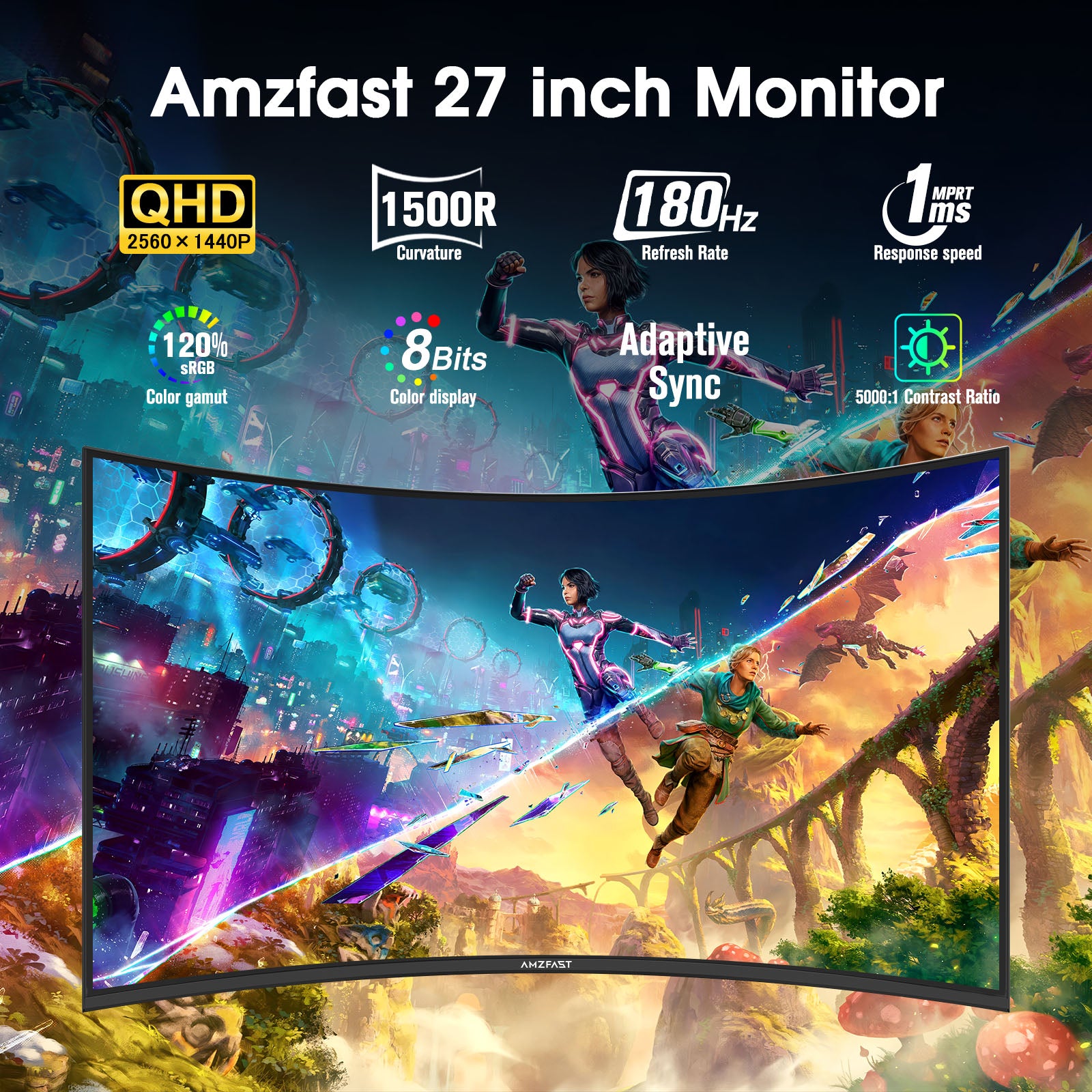 AMZG27C1Q, 27" Curved Gaming Monitor 180Hz QHD