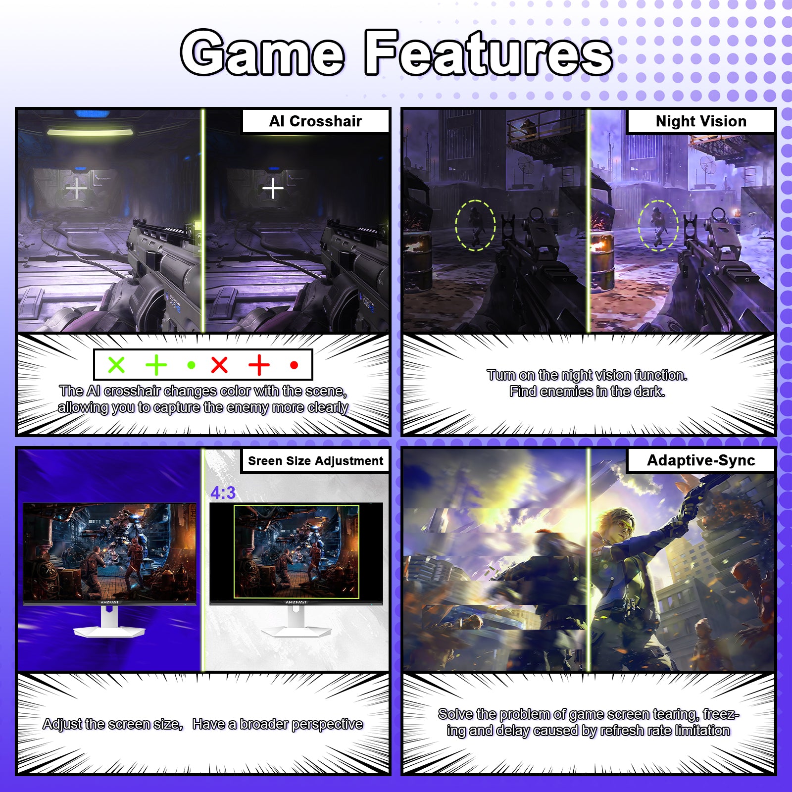 AMZG25F6F, 25" White Gaming Monitor 320Hz FHD Fast IPS