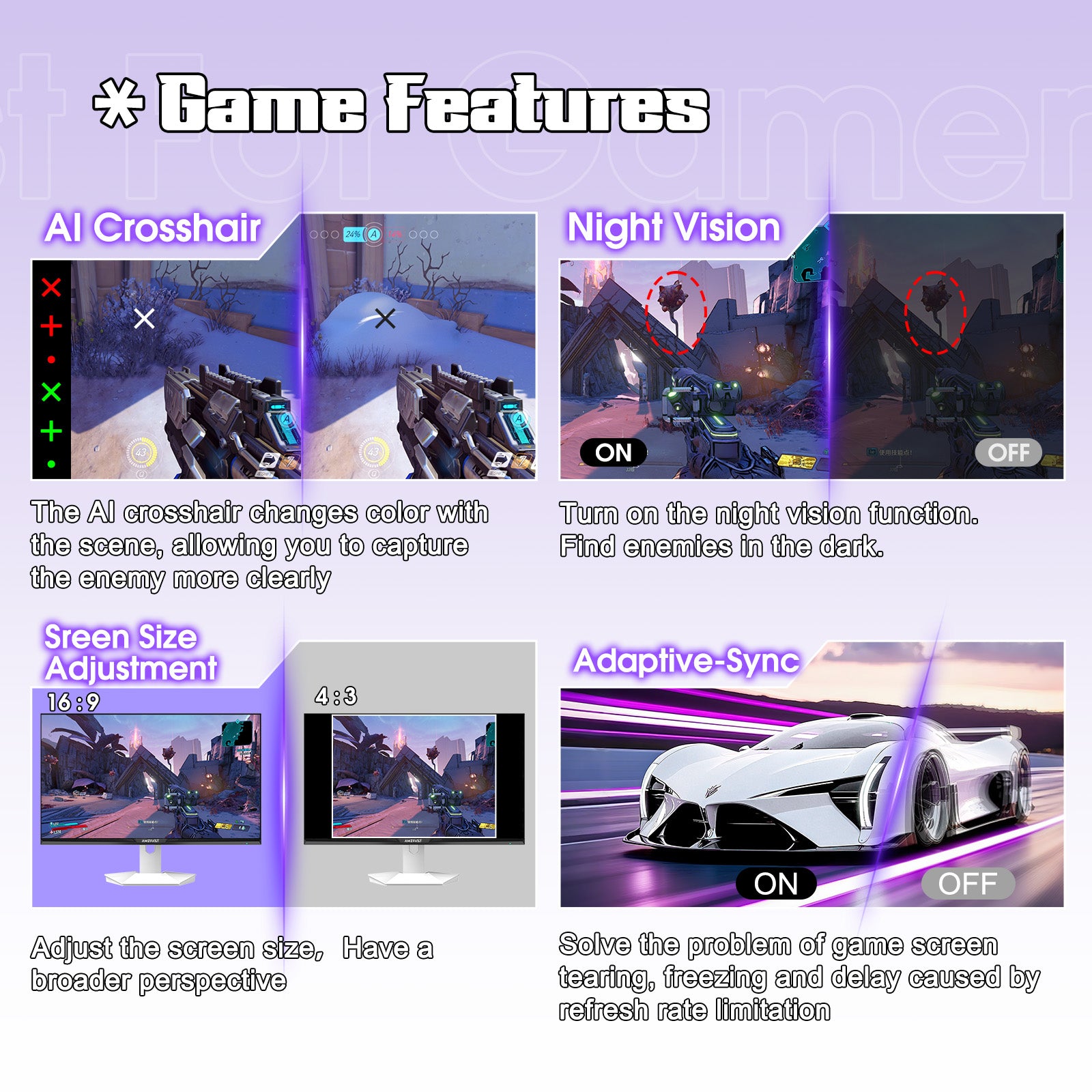 AMZG27F6Q, 27 Zoll Weißer Gaming Monitor 200Hz WQHD