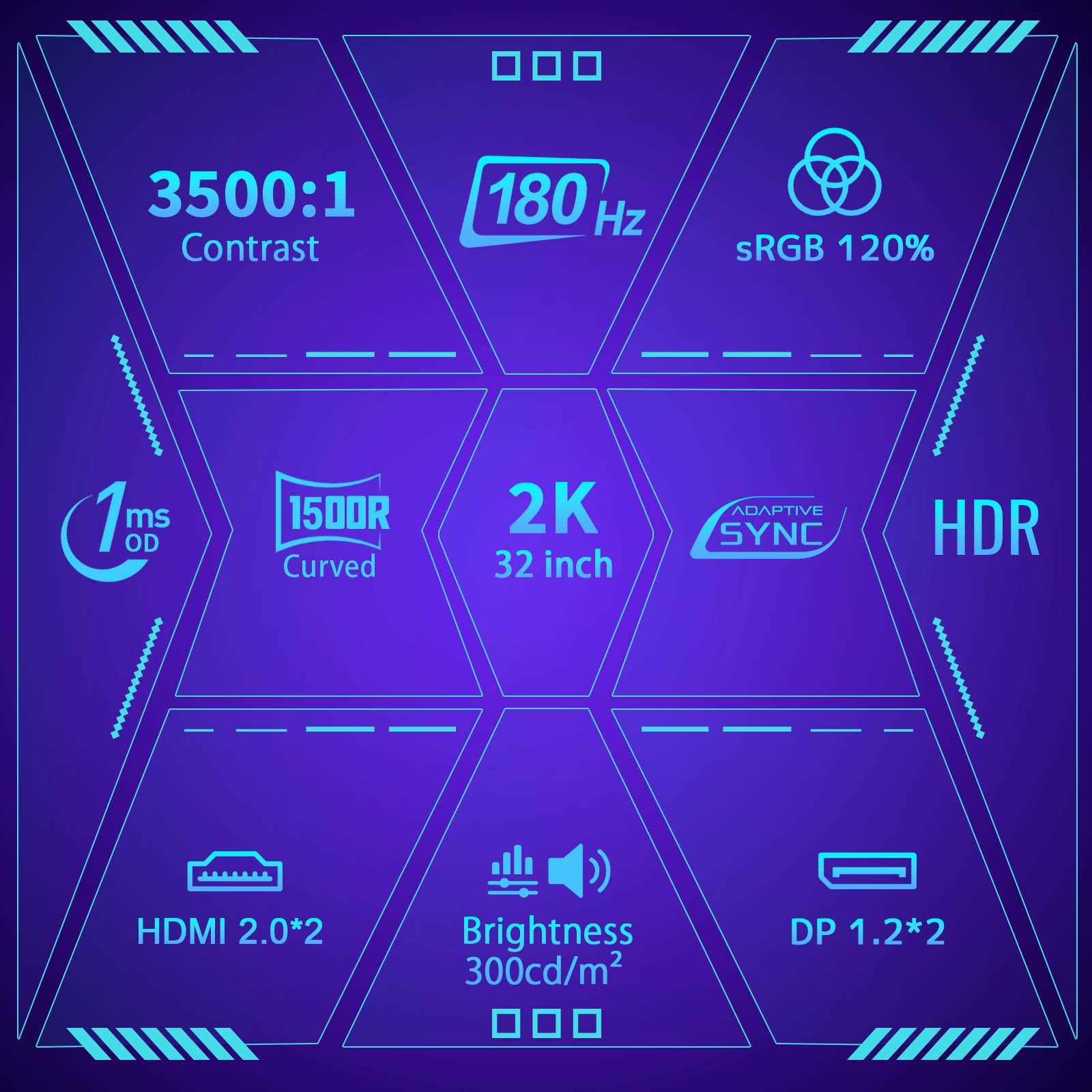 AMZG32C3Q, 32" Curved Gaming Monitor 180Hz QHD