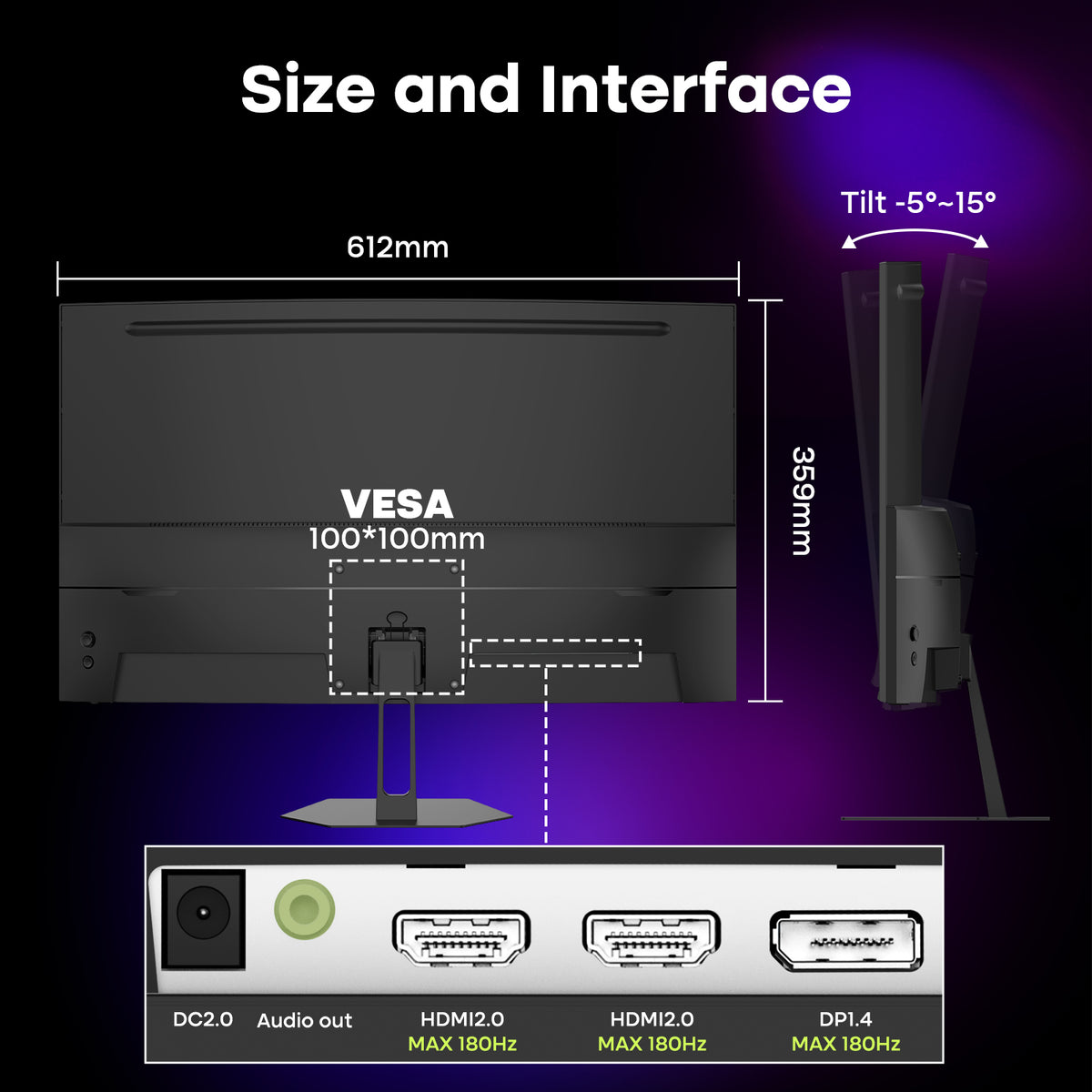 AMZG27C1Q, 27" Curved Gaming Monitor WQHD 2560x1440 180Hz