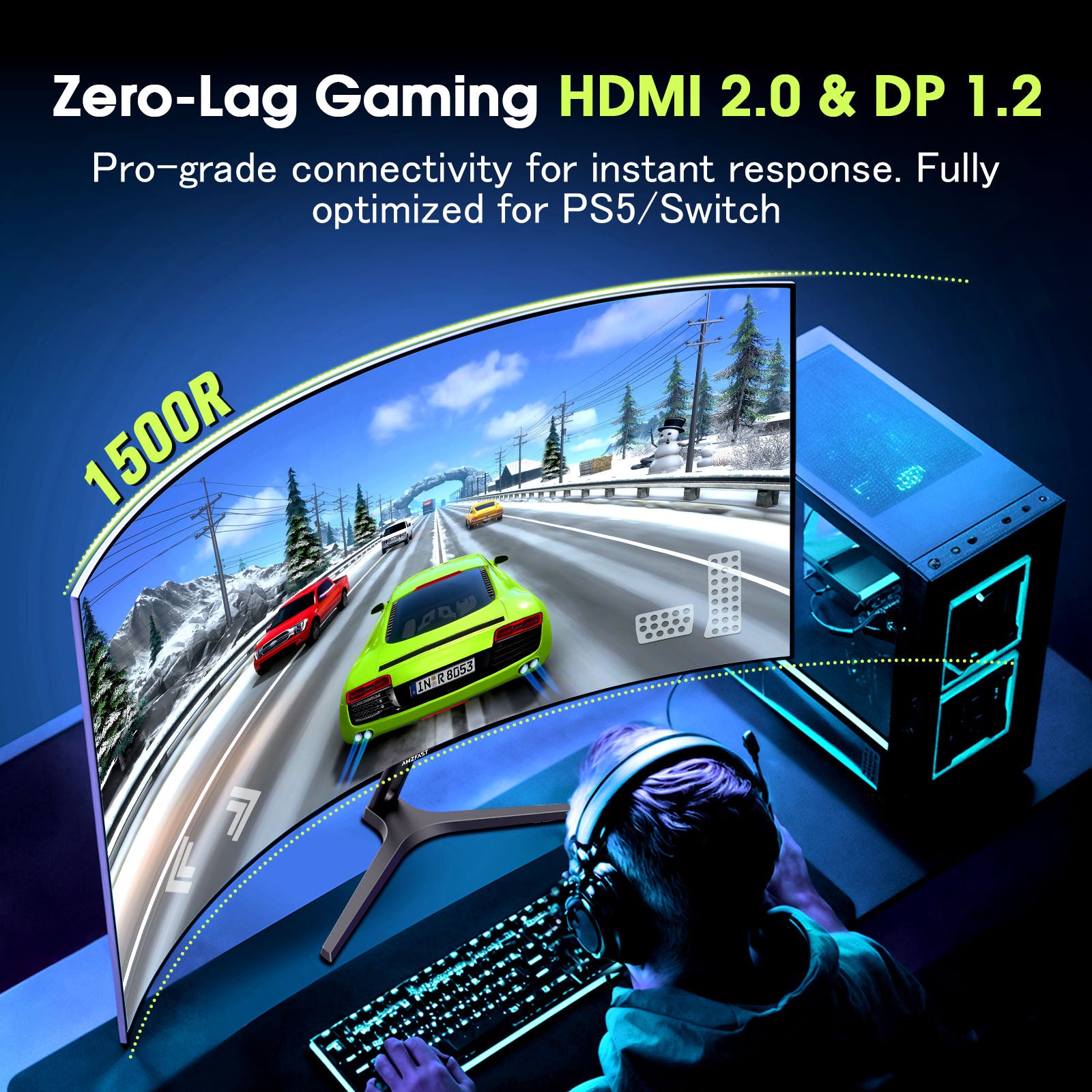 AMZG27C1Q, 27" Curved Gaming Monitor 180Hz QHD