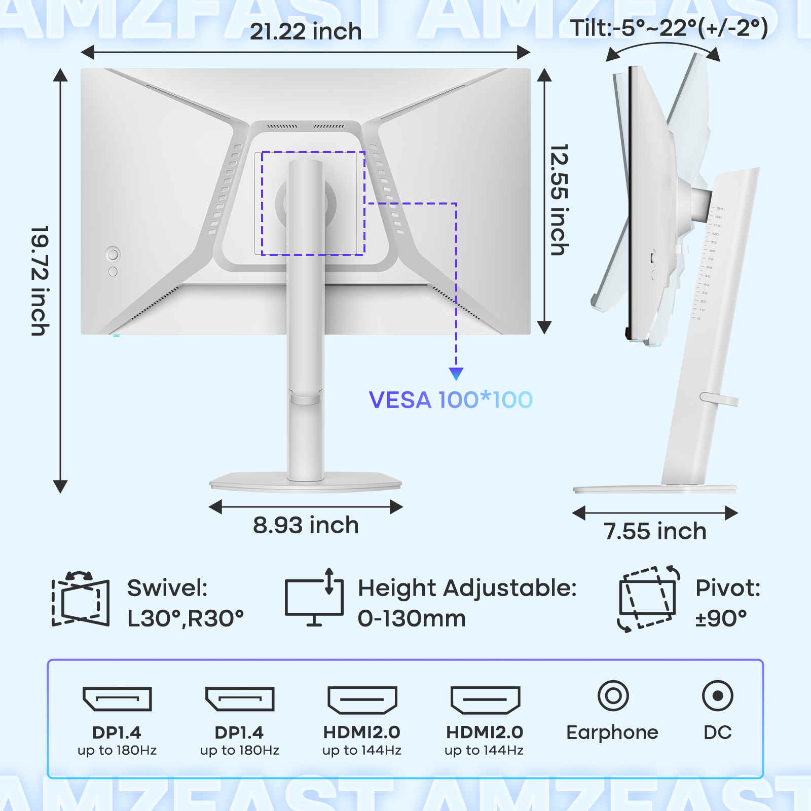 AMZG24F6Q, 24" Gaming Monitor QHD 2560x1440p 180Hz