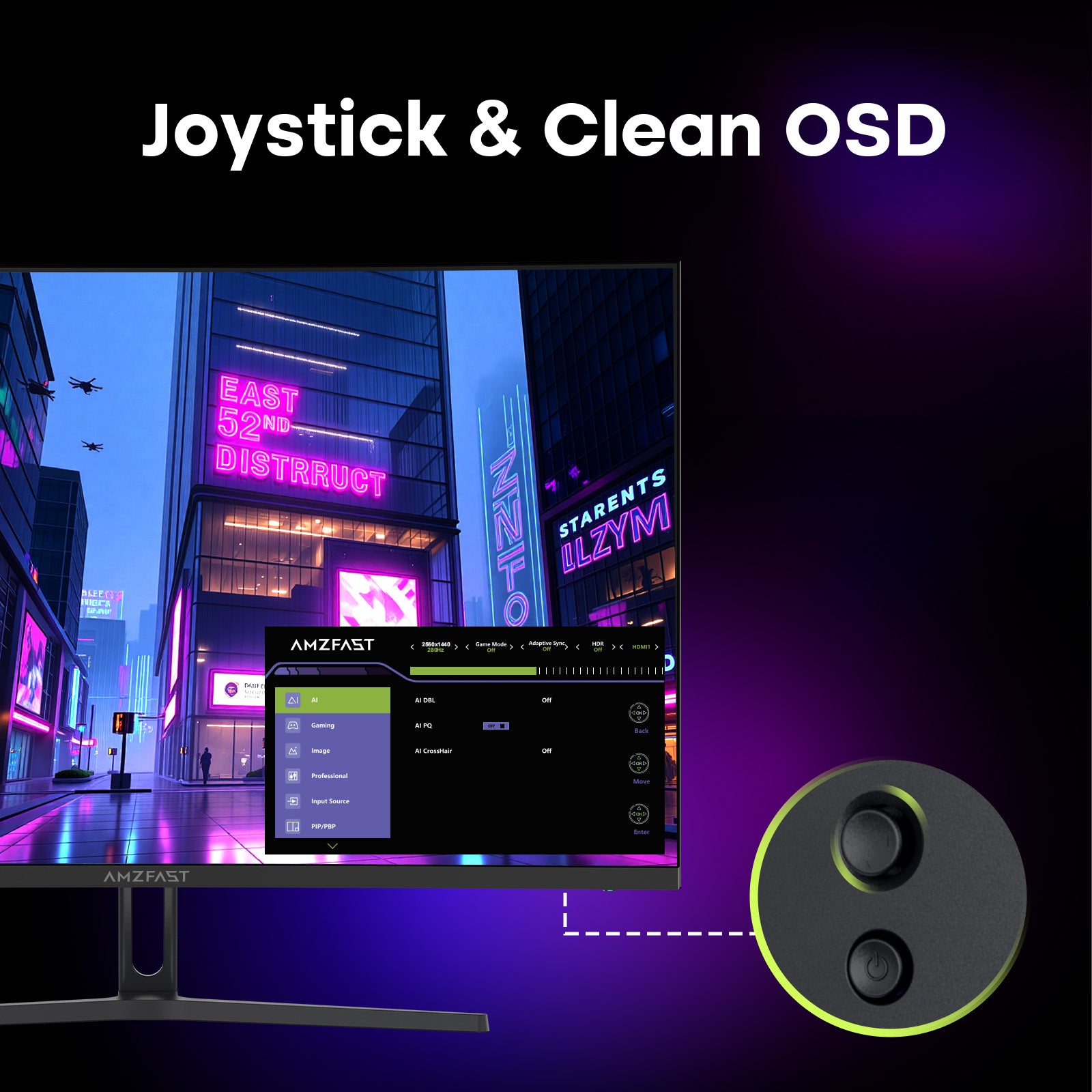 AMZG27C1Q Pro-280, 27" Curved Gaming Monitor QHD 2560x1440 240Hz