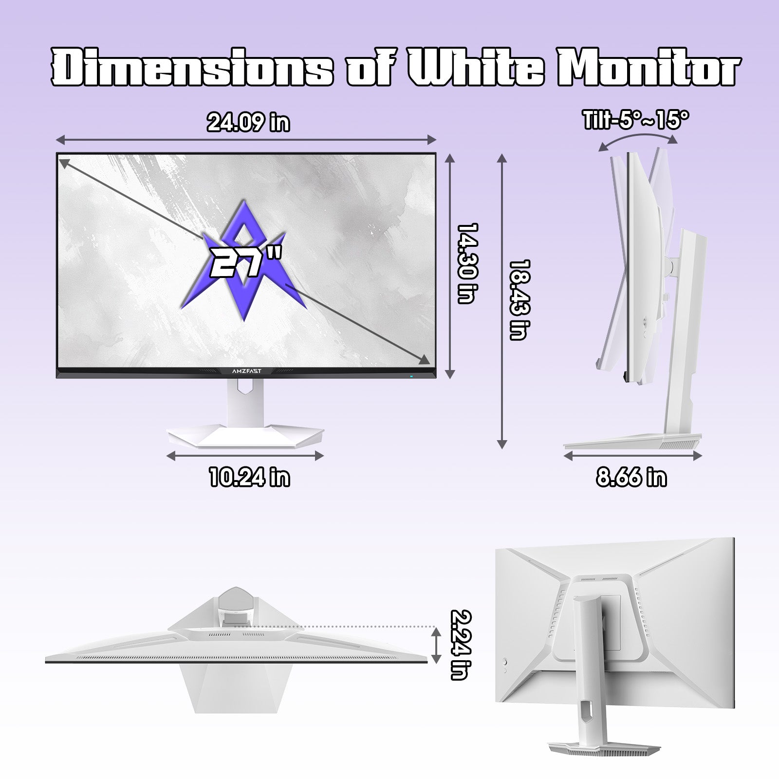 AMZG27F6Q, 27 Zoll Weißer Gaming Monitor 200Hz WQHD