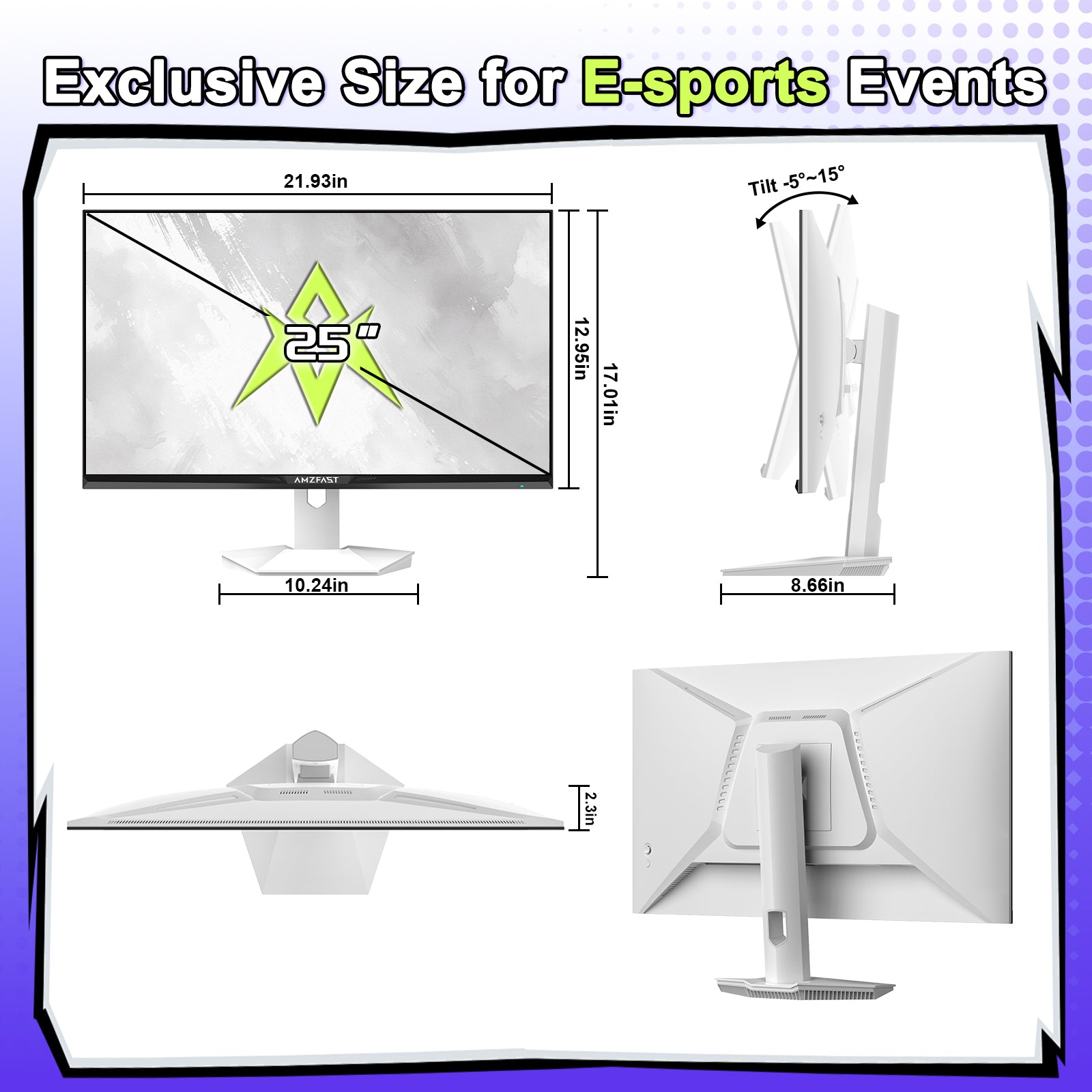 AMZG25F6F, 25" White Gaming Monitor 320Hz FHD Fast IPS