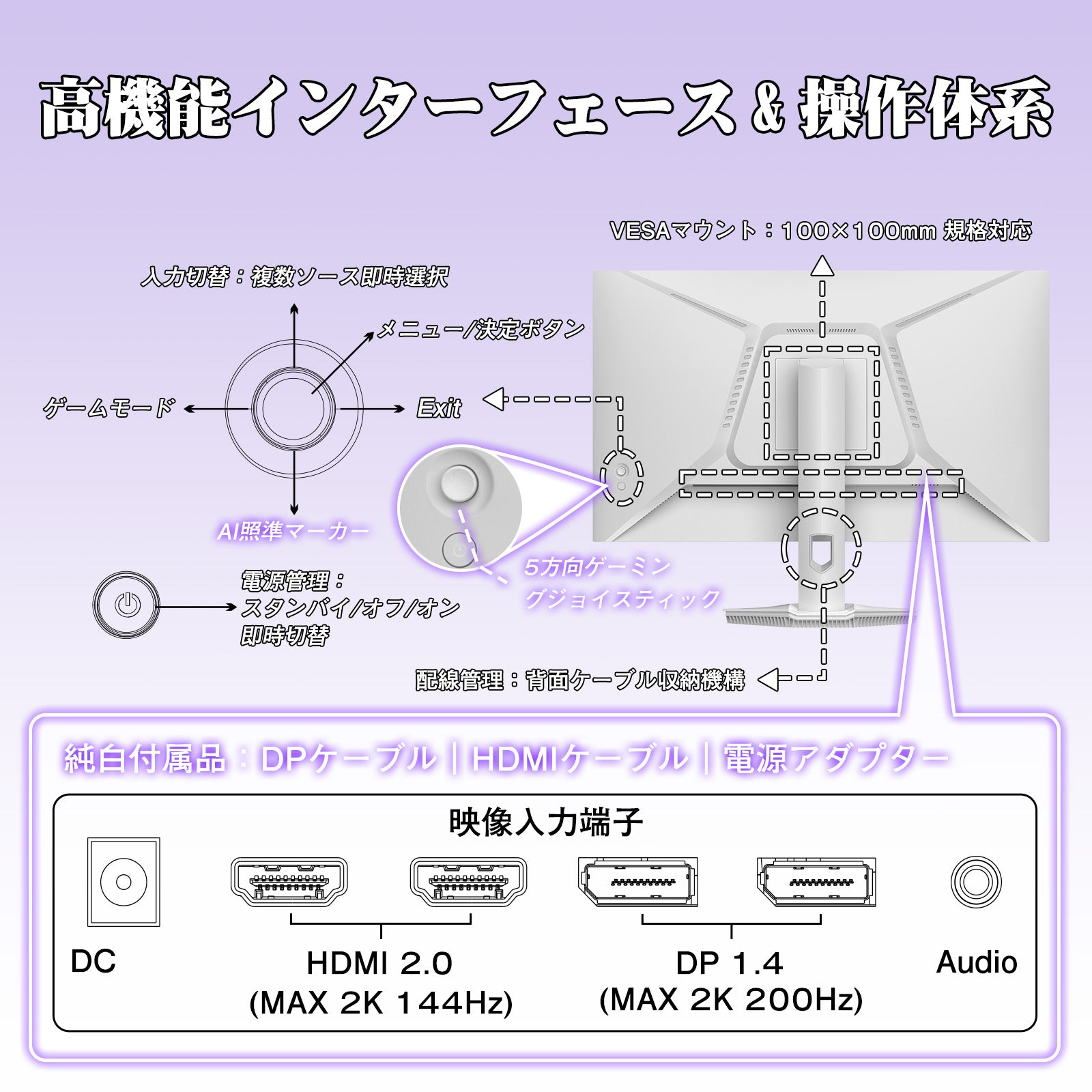 AMZFast 白 ゲーミングモニター 27インチ WQHD 200Hz Fast IPS HDR400 AMZFast 白 ゲーミングモニター 27インチ WQHD 200Hz Fast IPS HDR400
