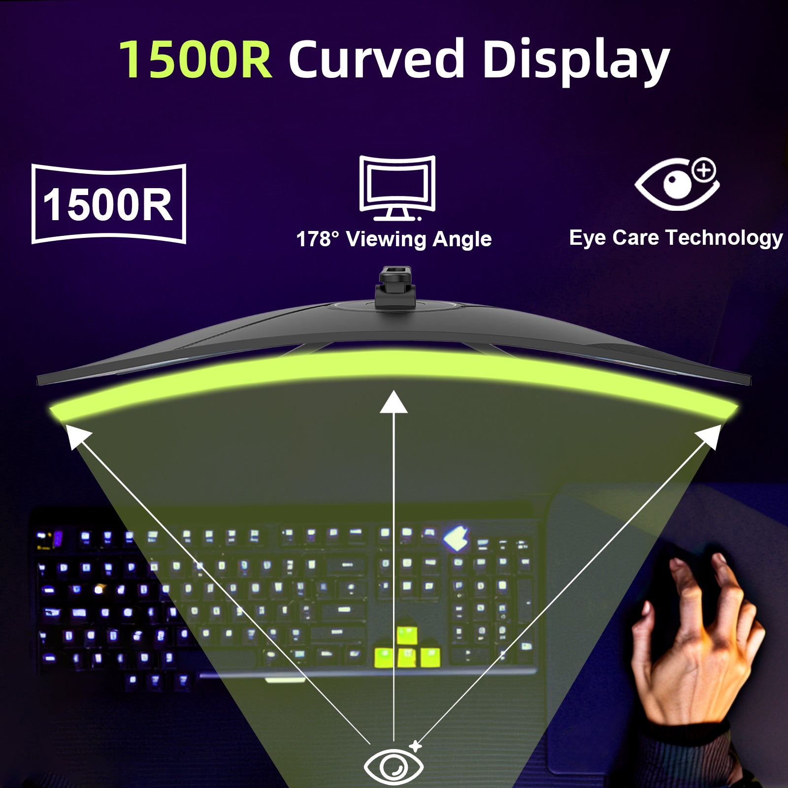AMZFAST 34 inch Ultrawide Curved Gaming Monitor 165Hz UWQHD