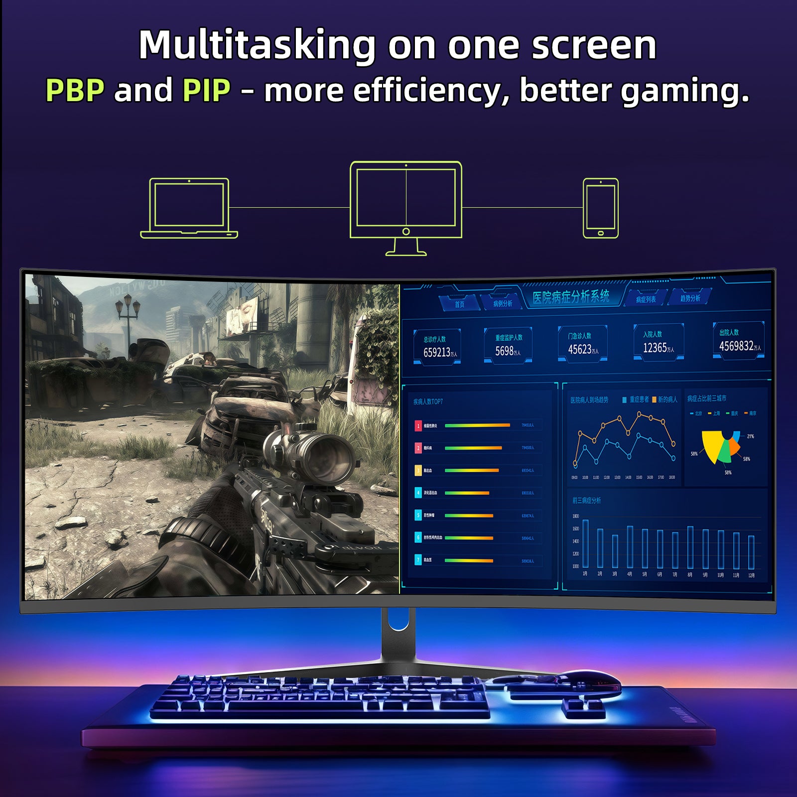 AMZFAST 34 inch Ultrawide Curved Gaming Monitor 165Hz UWQHD