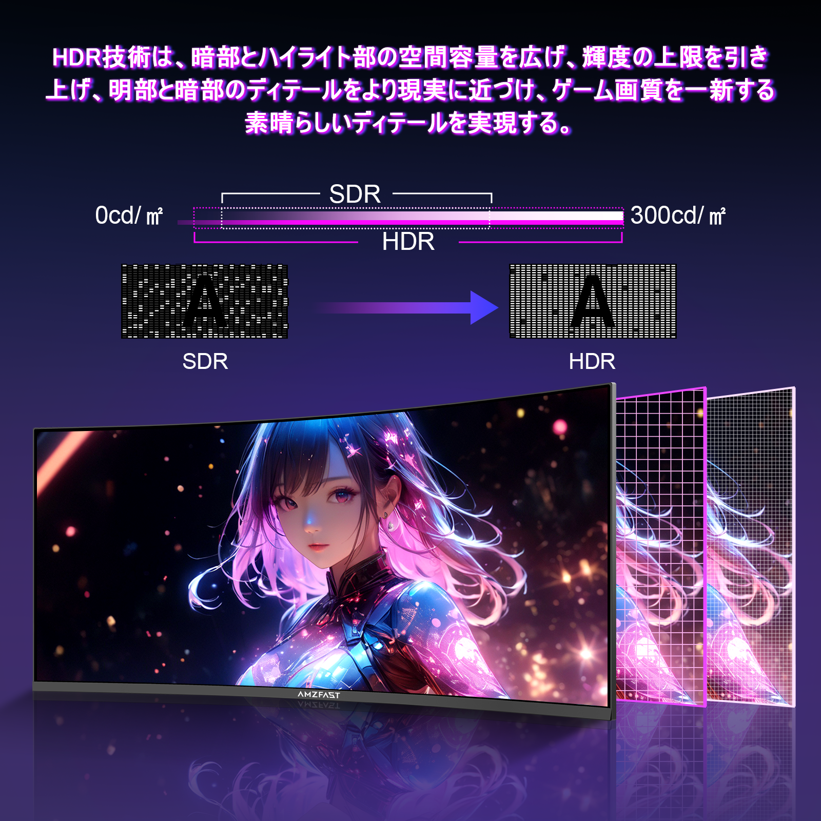 AMZG34C5Q Pro - 34インチ ゲーミングモニター 240Hz 曲面ウルトラワイド UWQHD