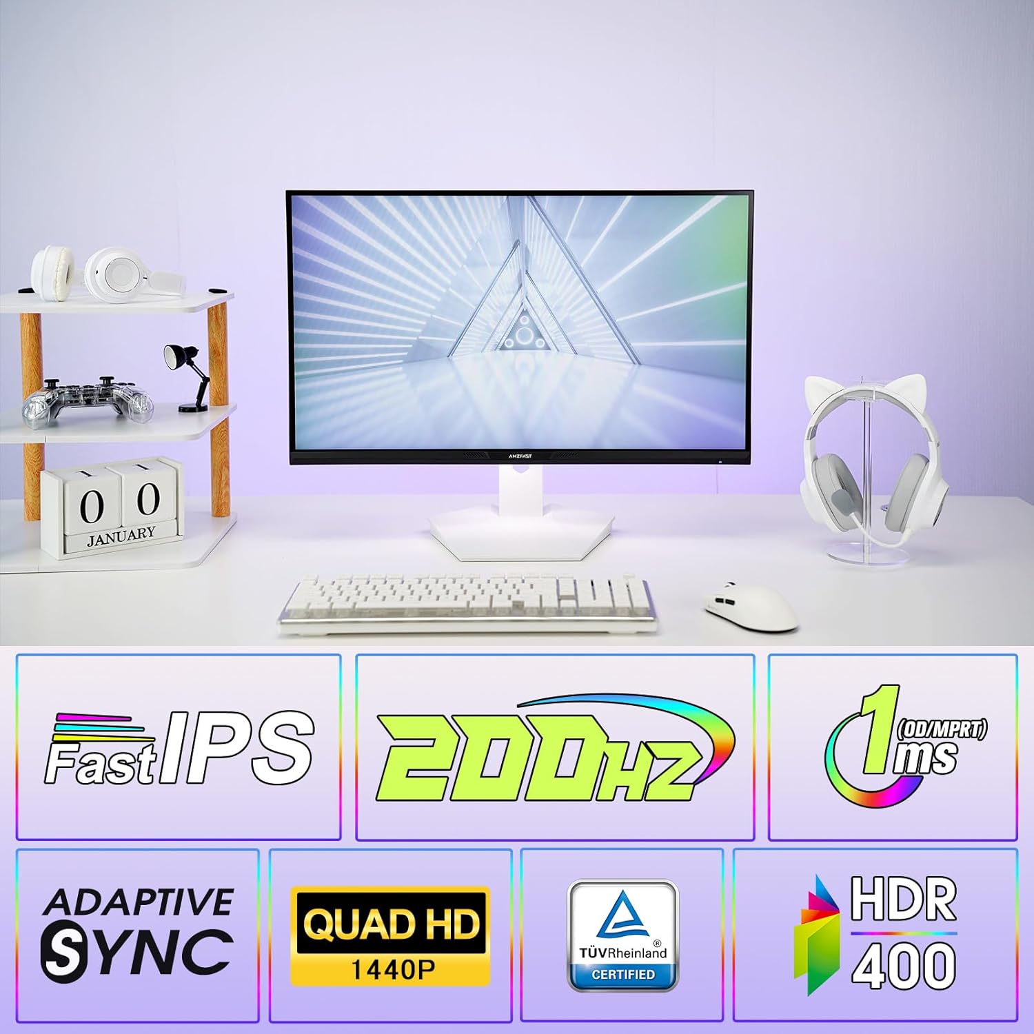 AMZG27F6Q - 27inch White Gaming Monitor 200Hz WQHD