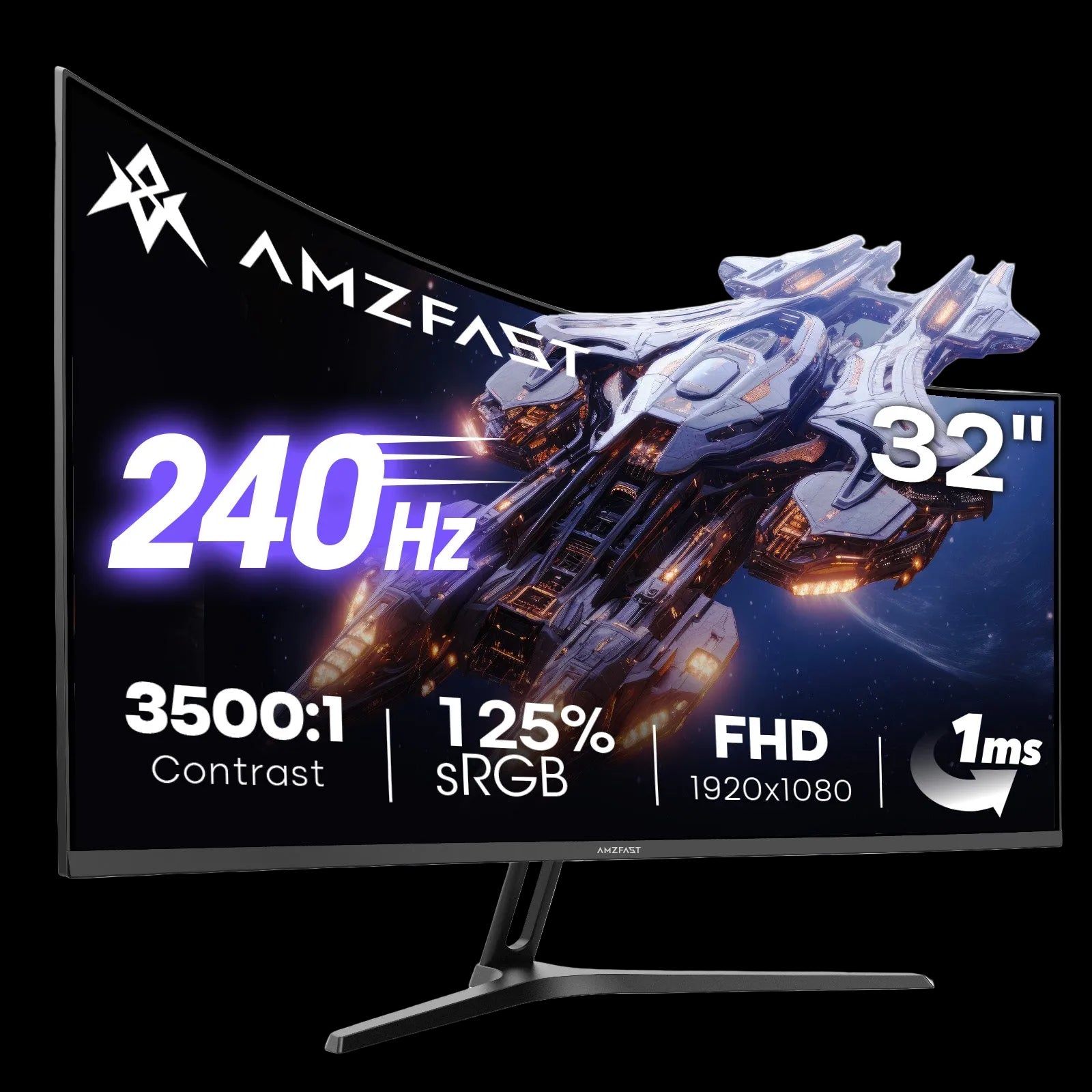 AMZFAST 32 inch 240Hz Curved Gaming Monitor - FHD 1080p 1ms MPRT
