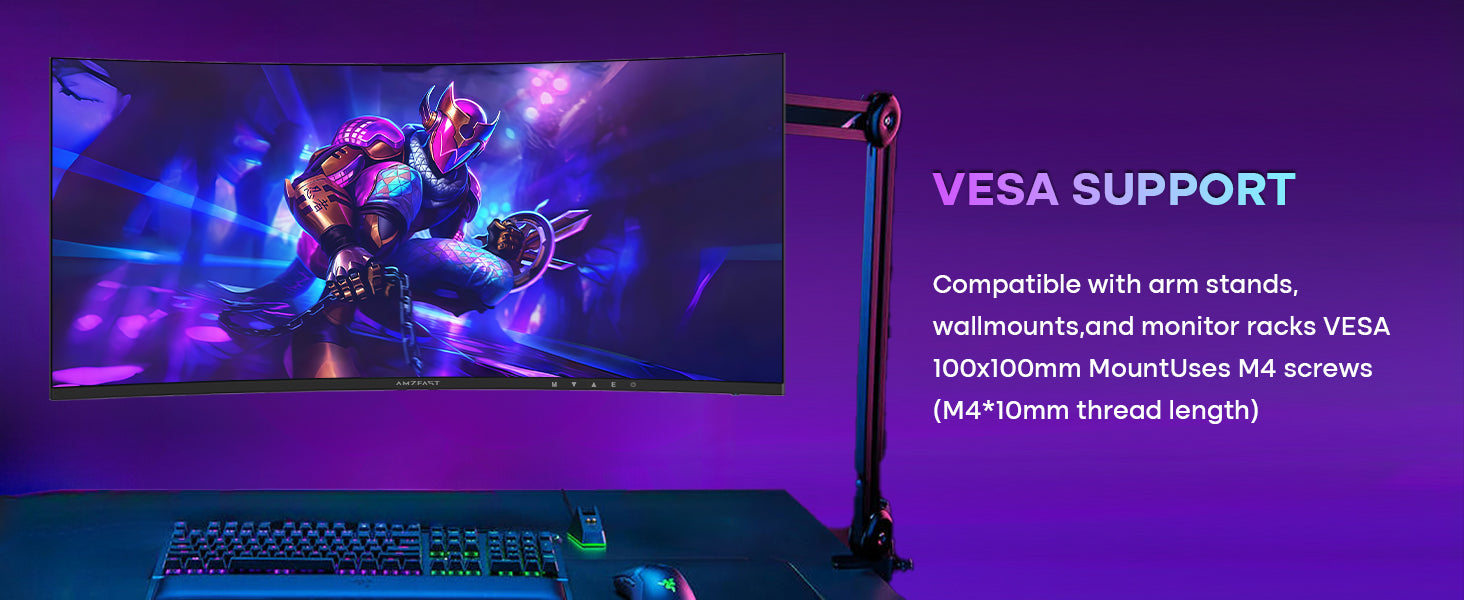AMZFAST 34 inch Curved Gaming Monitor 180Hz QHD 2560x1440p 1ms