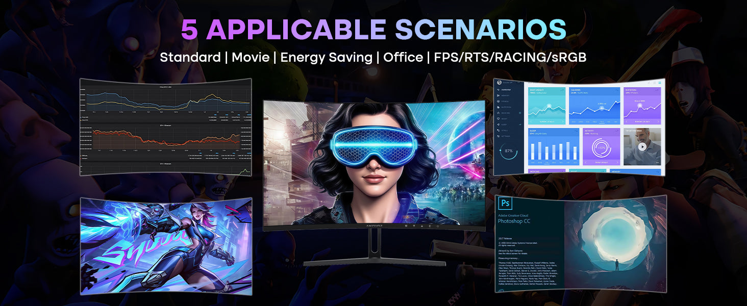AMZFAST 34 inch Curved Gaming Monitor 180Hz QHD 2560x1440p 1ms