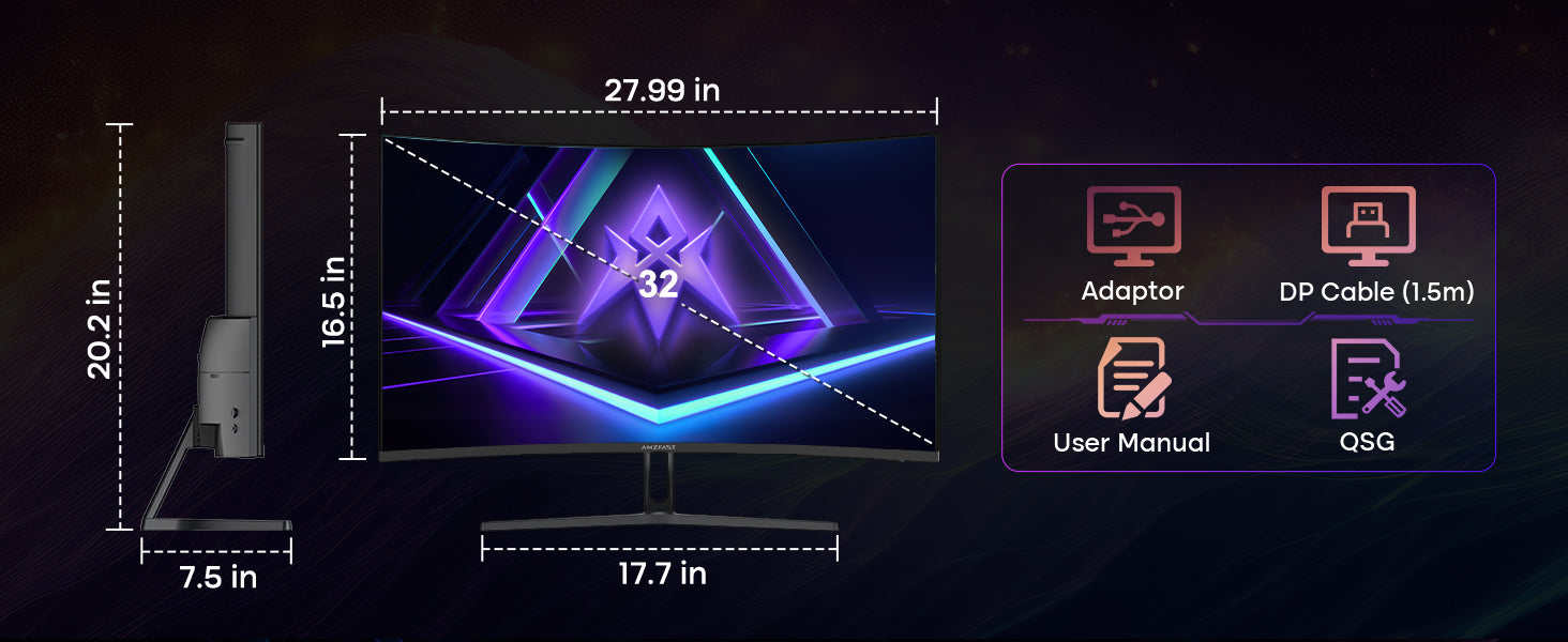 AMZFAST 34 inch Curved Gaming Monitor 180Hz QHD 2560x1440p 1ms