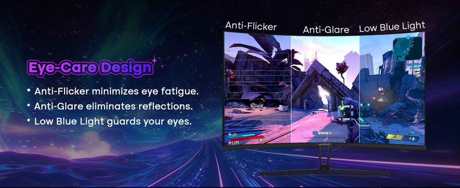 AMZFAST 34 inch Curved Gaming Monitor 180Hz QHD 2560x1440p 1ms