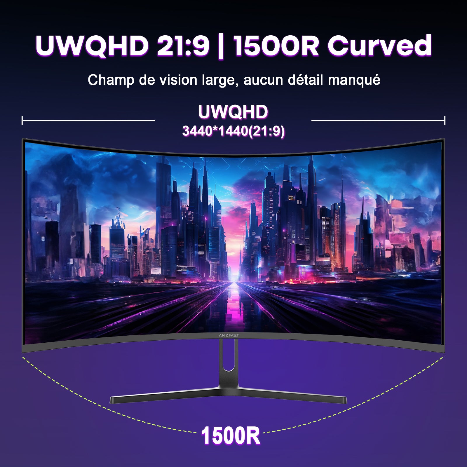 AMZFAST 34 inch Ultrawide Curved Gaming Monitor 240Hz UWQHD