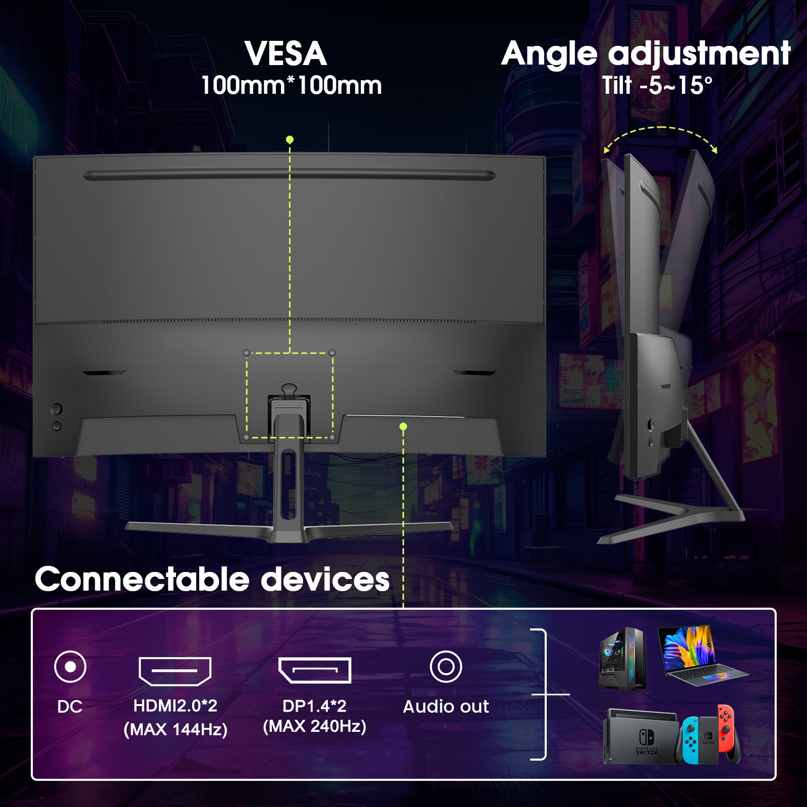 AMZG27C1QPro, 27" Curved Gaming Monitor 240Hz WQHD