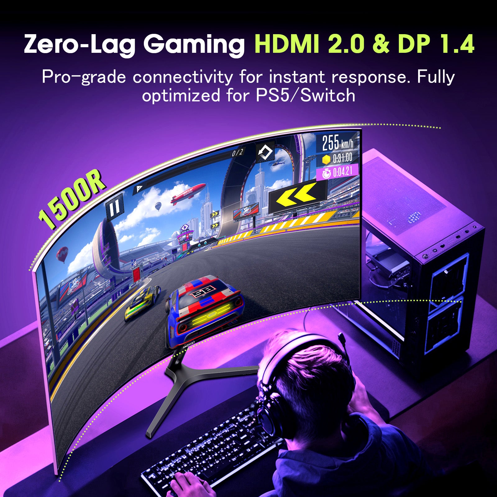 AMZG27C1QPro, 27" Curved Gaming Monitor 240Hz WQHD