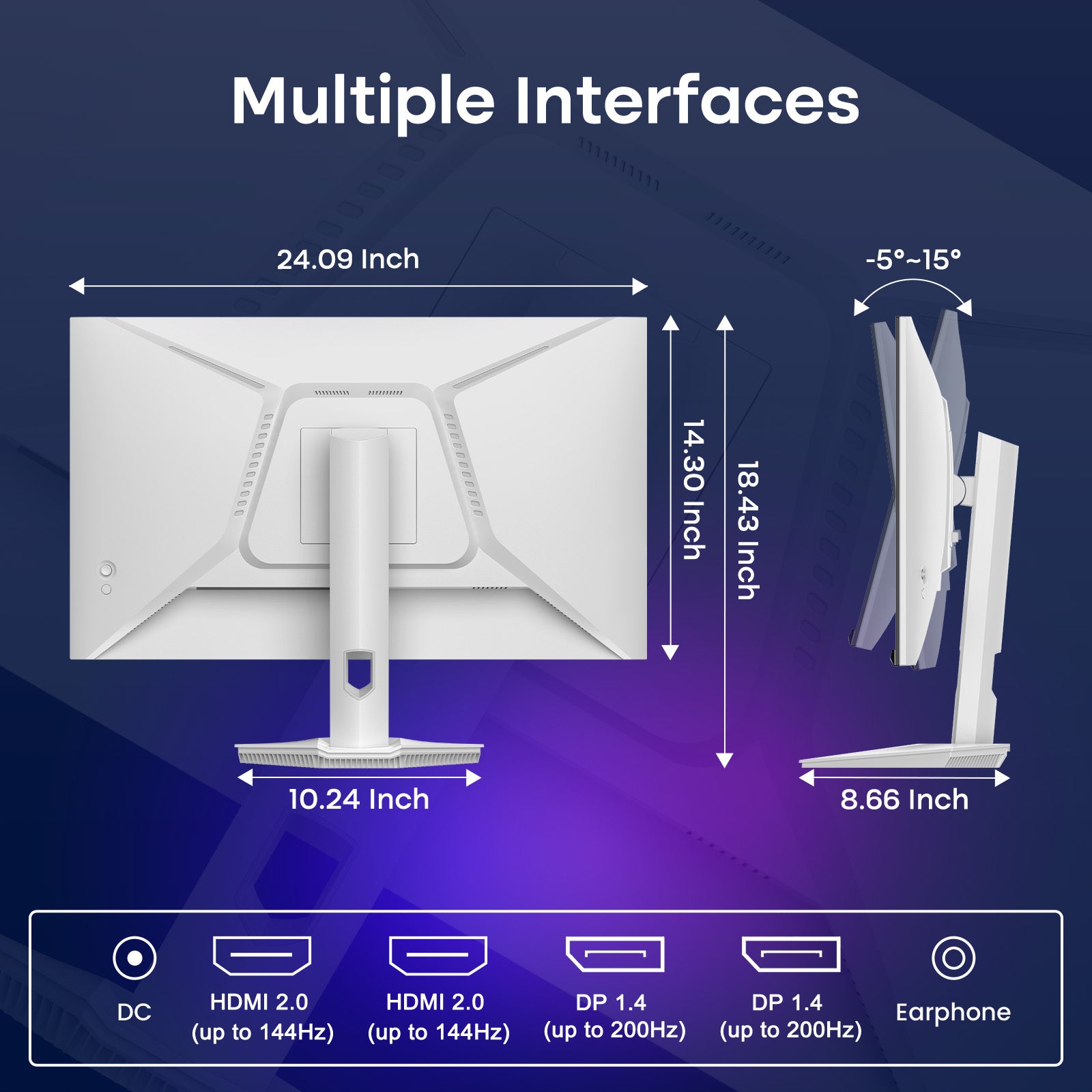 AMZFAST 27 Inch White Gaming Monitor 200Hz WQHD 2560x1440p Fast