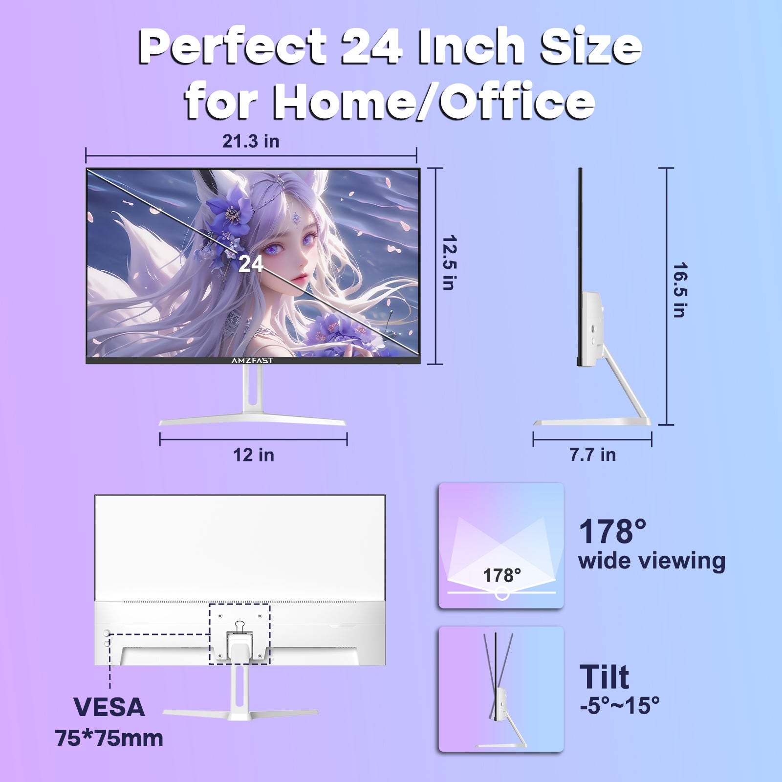 AMZG24X1W, 24" White Gaming Monitor 200Hz FHD