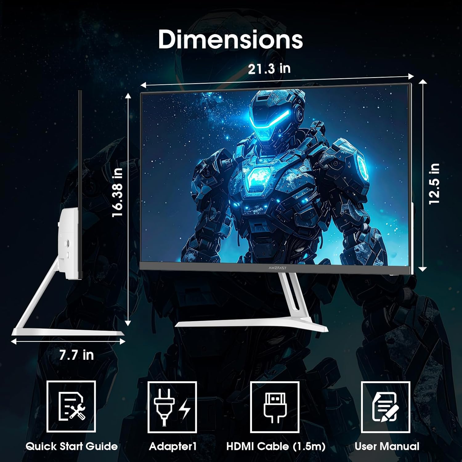 AMZG24X1W, 24" White Gaming Monitor 200Hz FHD