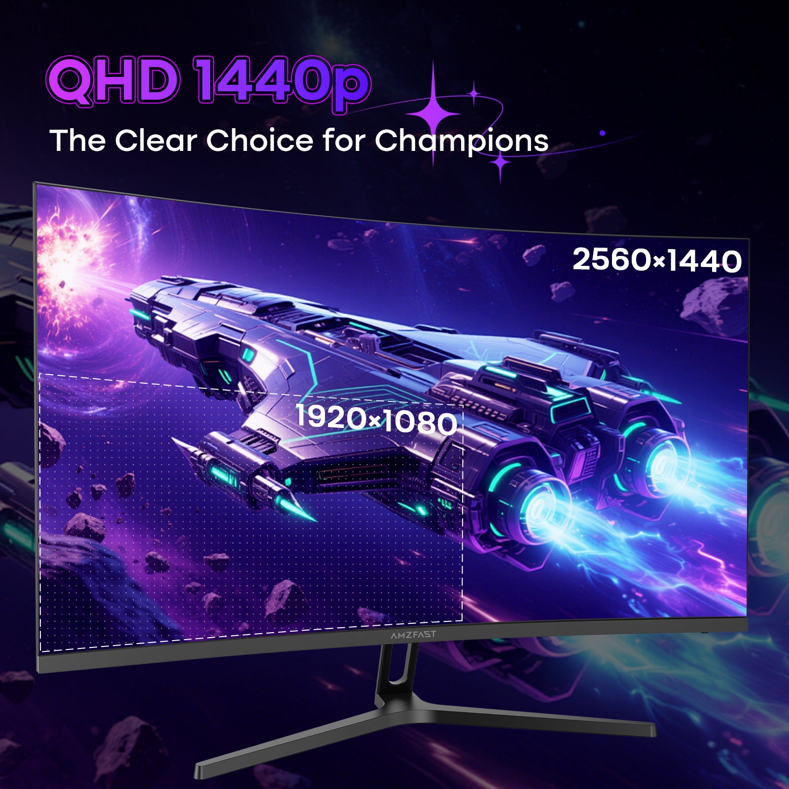 AMZFAST 34 inch Curved Gaming Monitor 180Hz QHD 2560x1440p 1ms